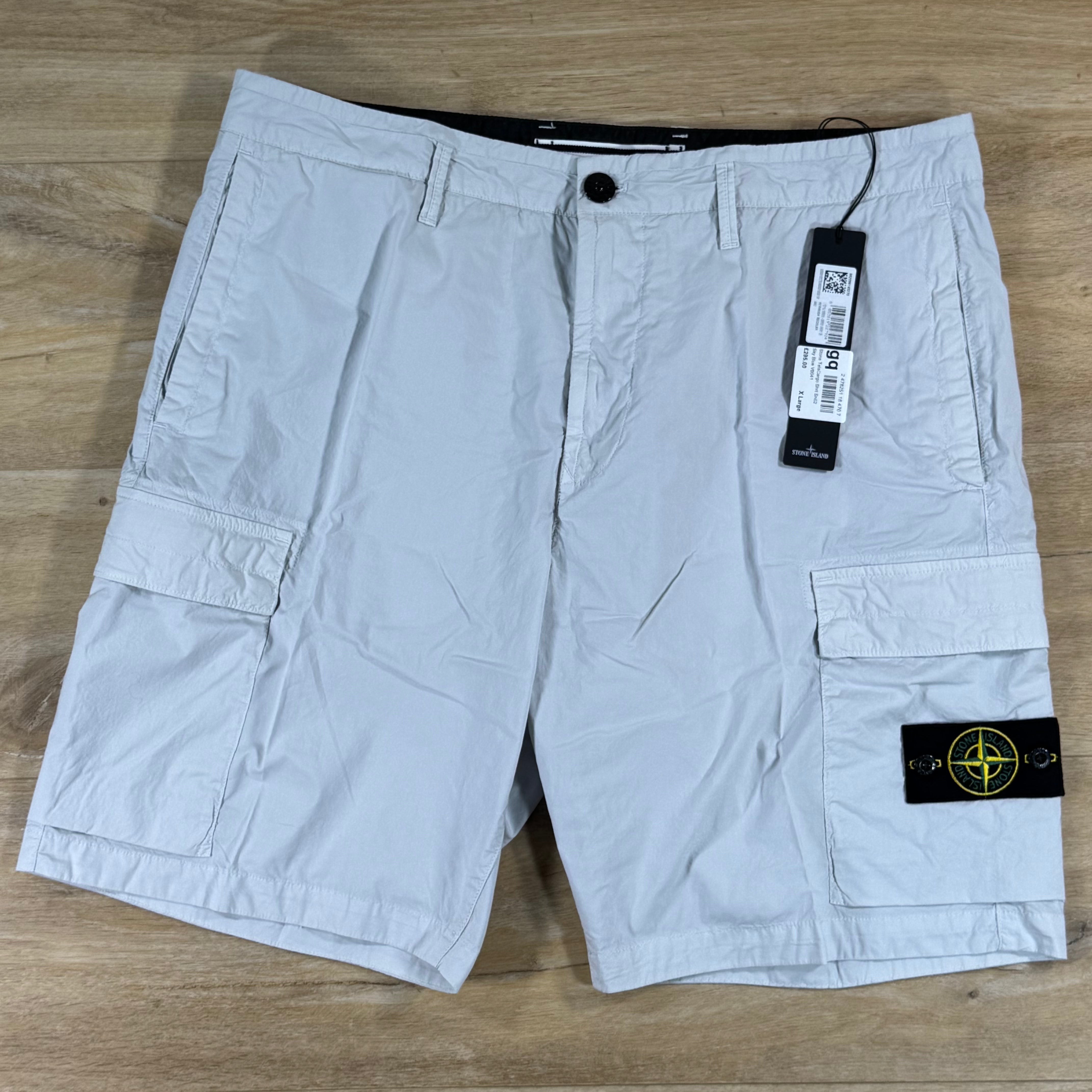 Stone Island Stretch Cotton Tela 'Paracadute' Cargo Bermuda Shorts in Sky Blue