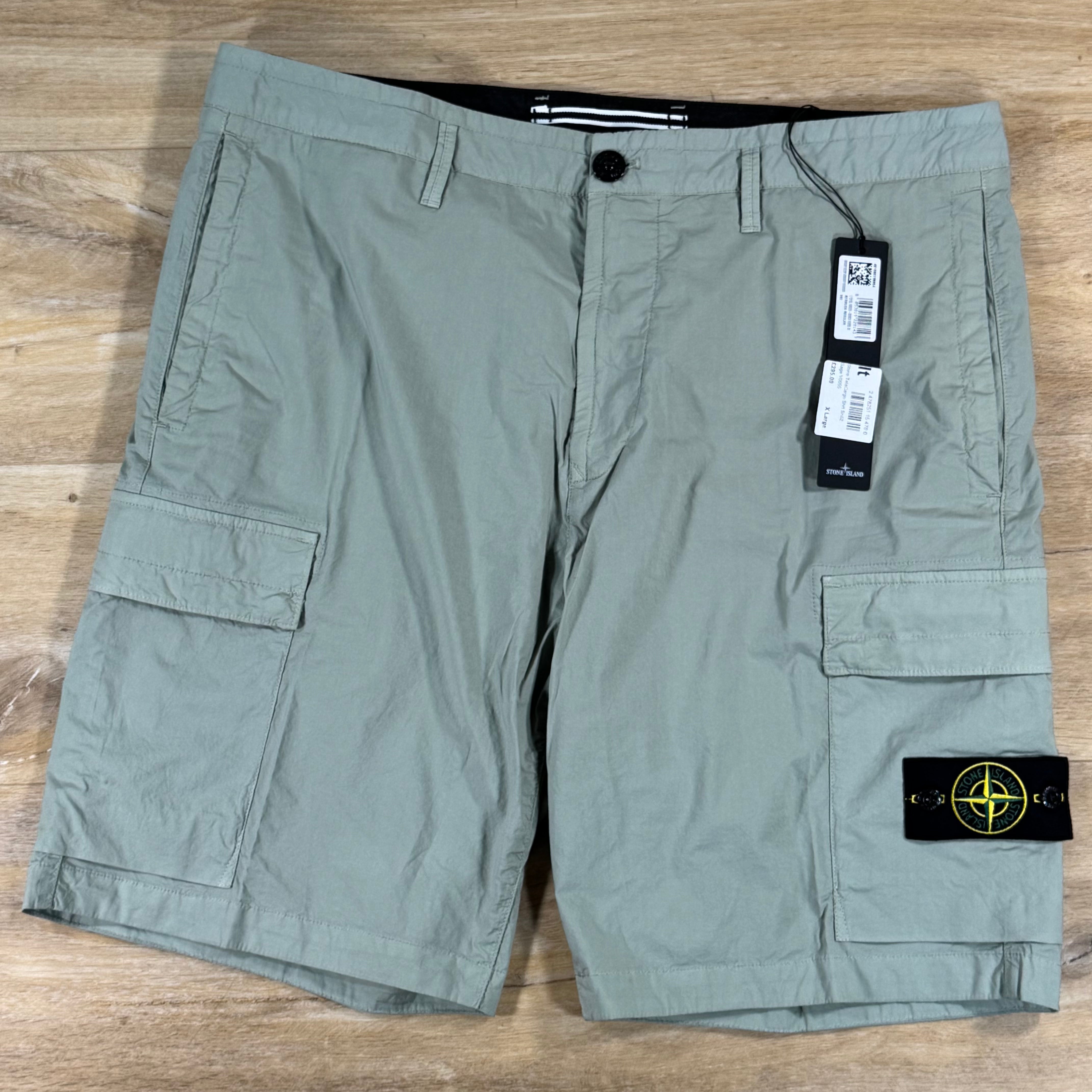 Stone Island Stretch Cotton Tela 'Paracadute' Cargo Bermuda Shorts in Sage Green