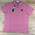 Stone Island Patch Logo Polo Shirt in Oleander Pink