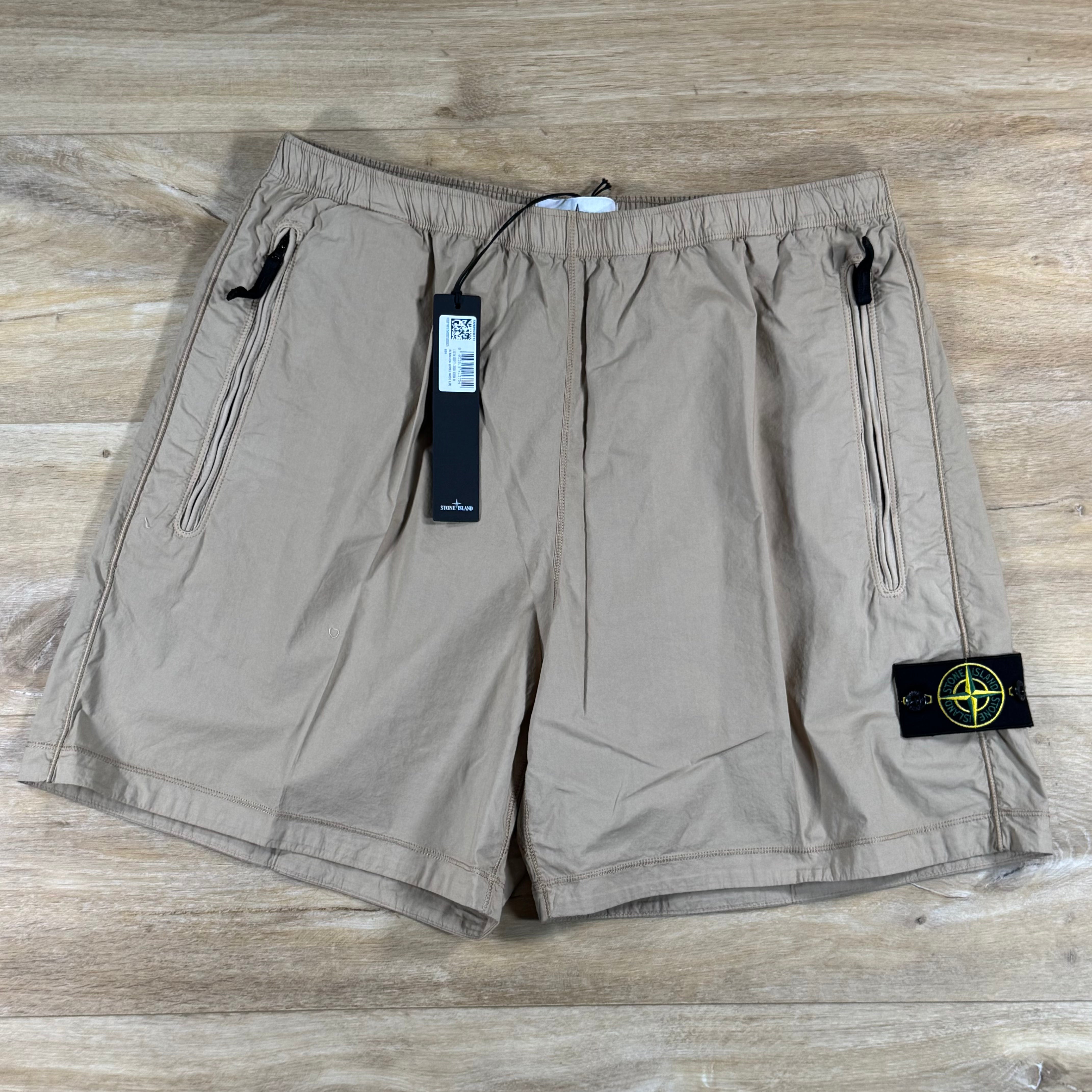 Stone Island Stretch Cotton Tela 'Paracadute' Wide-Leg Shorts in Desert