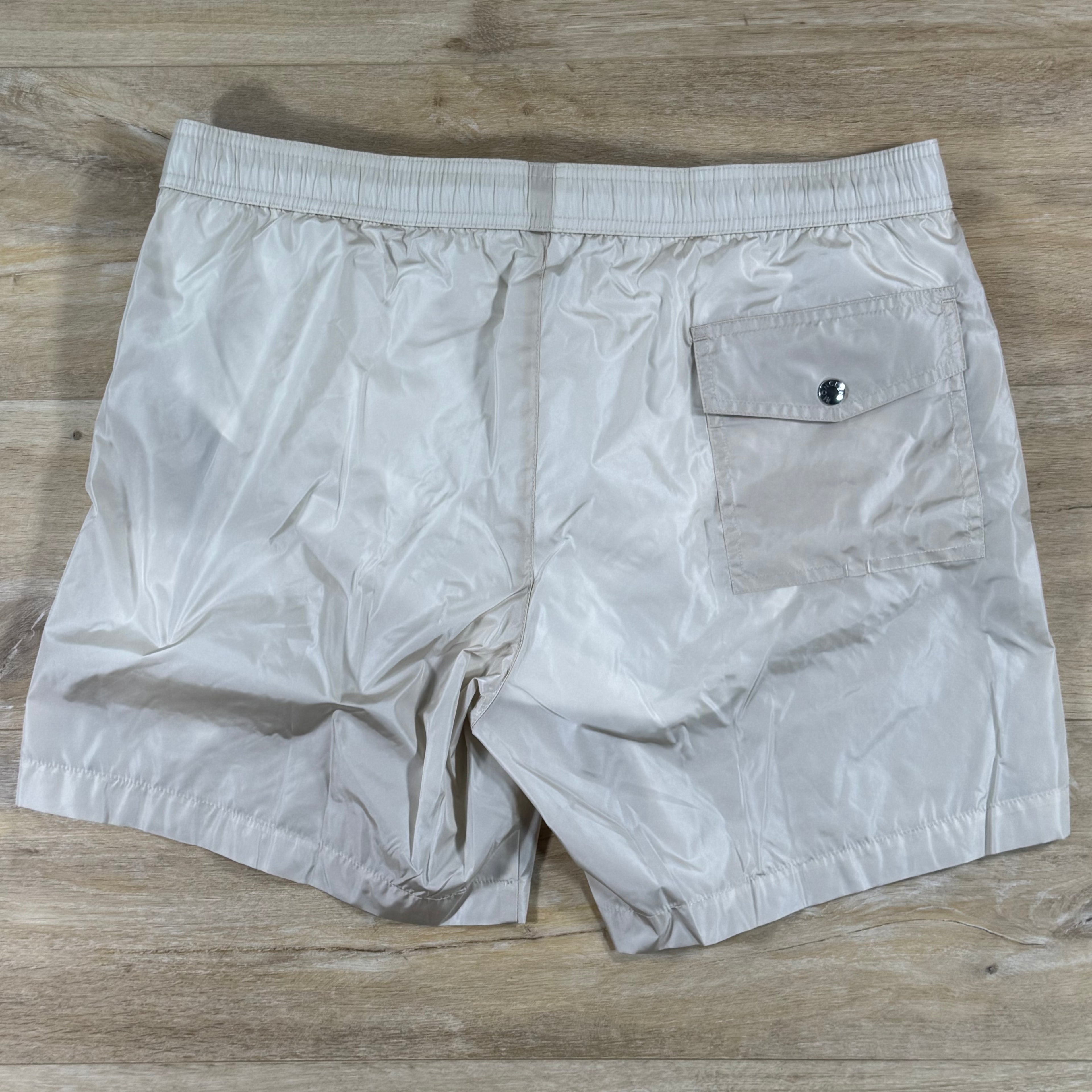 Moncler Logo Patch Swim Shorts in Beige