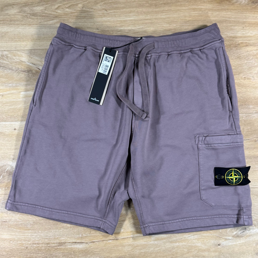 Stone Island Fleece Bermuda Shorts in Purple Grey
