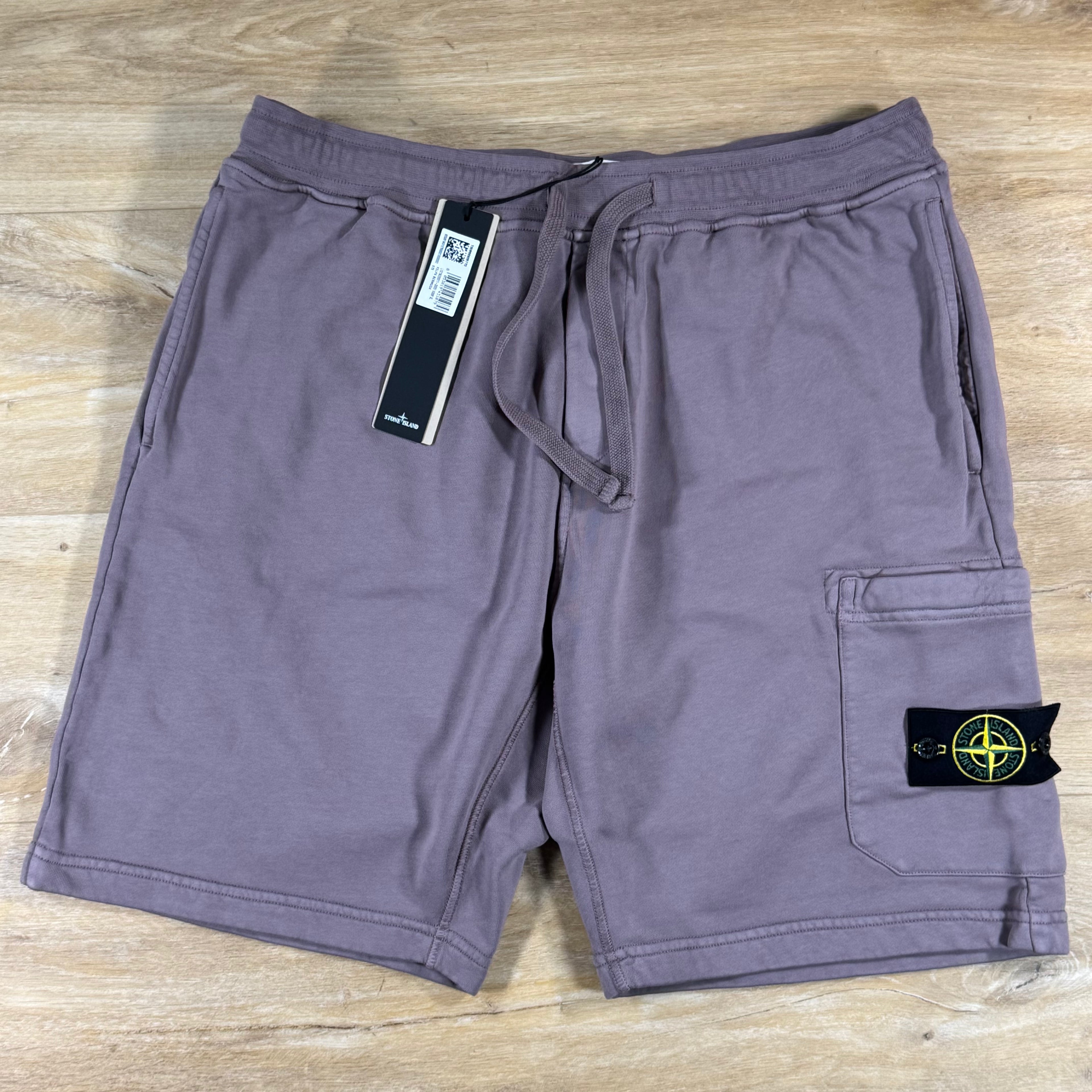 Stone Island Fleece Bermuda Shorts in Purple Grey
