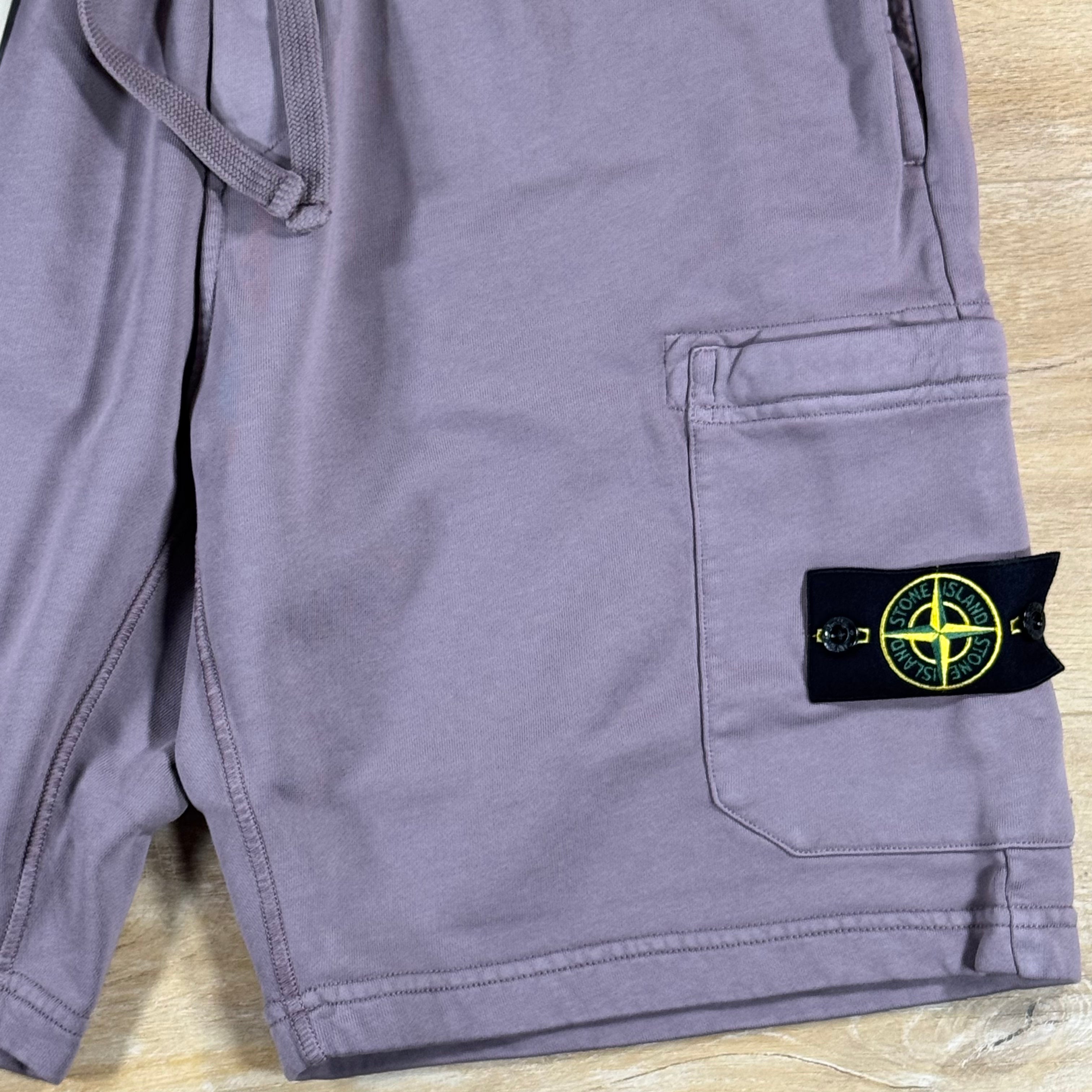 Stone Island Fleece Bermuda Shorts in Purple Grey