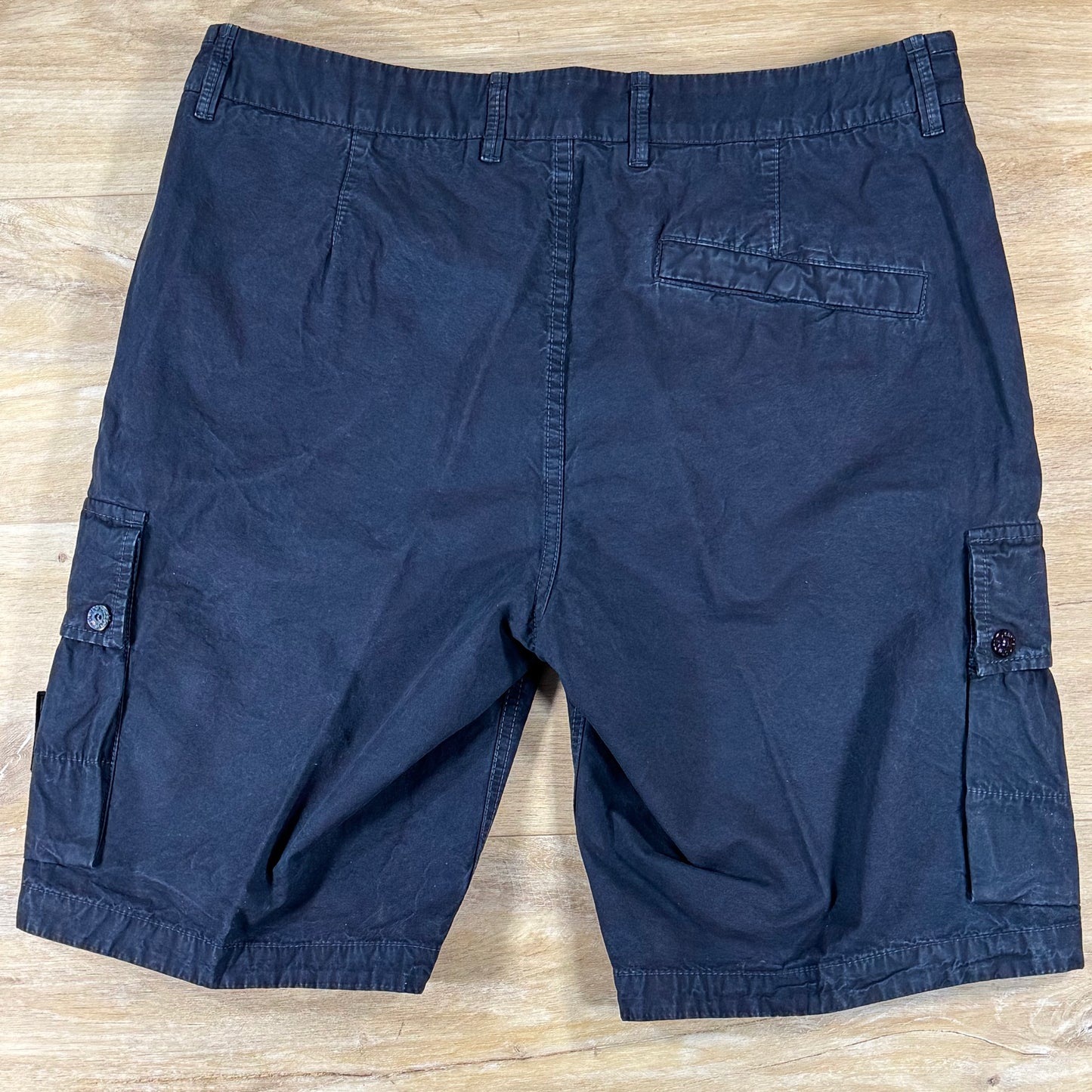 Stone Island Brushed Canvas 'Old Effect' Cargo Shorts in Navy