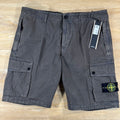 Stone Island Brushed Canvas 'Old Effect' Cargo Shorts in Charcoal Grey