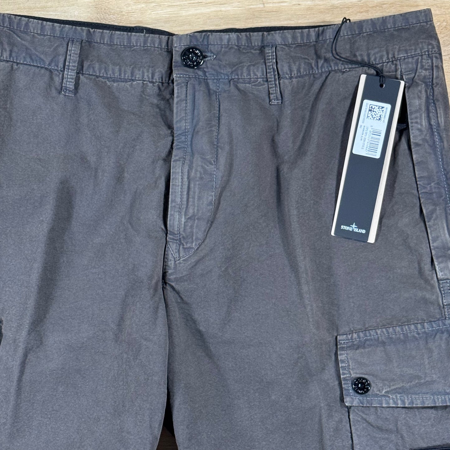 Stone Island Brushed Canvas 'Old Effect' Cargo Shorts in Charcoal Grey
