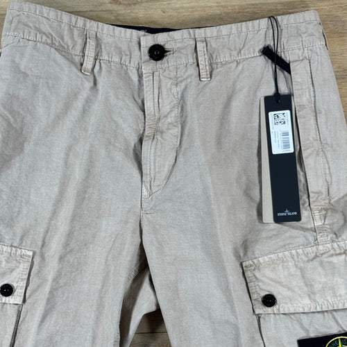 Stone Island Brushed Canvas 'Old Effect' Cargo Shorts in Desert