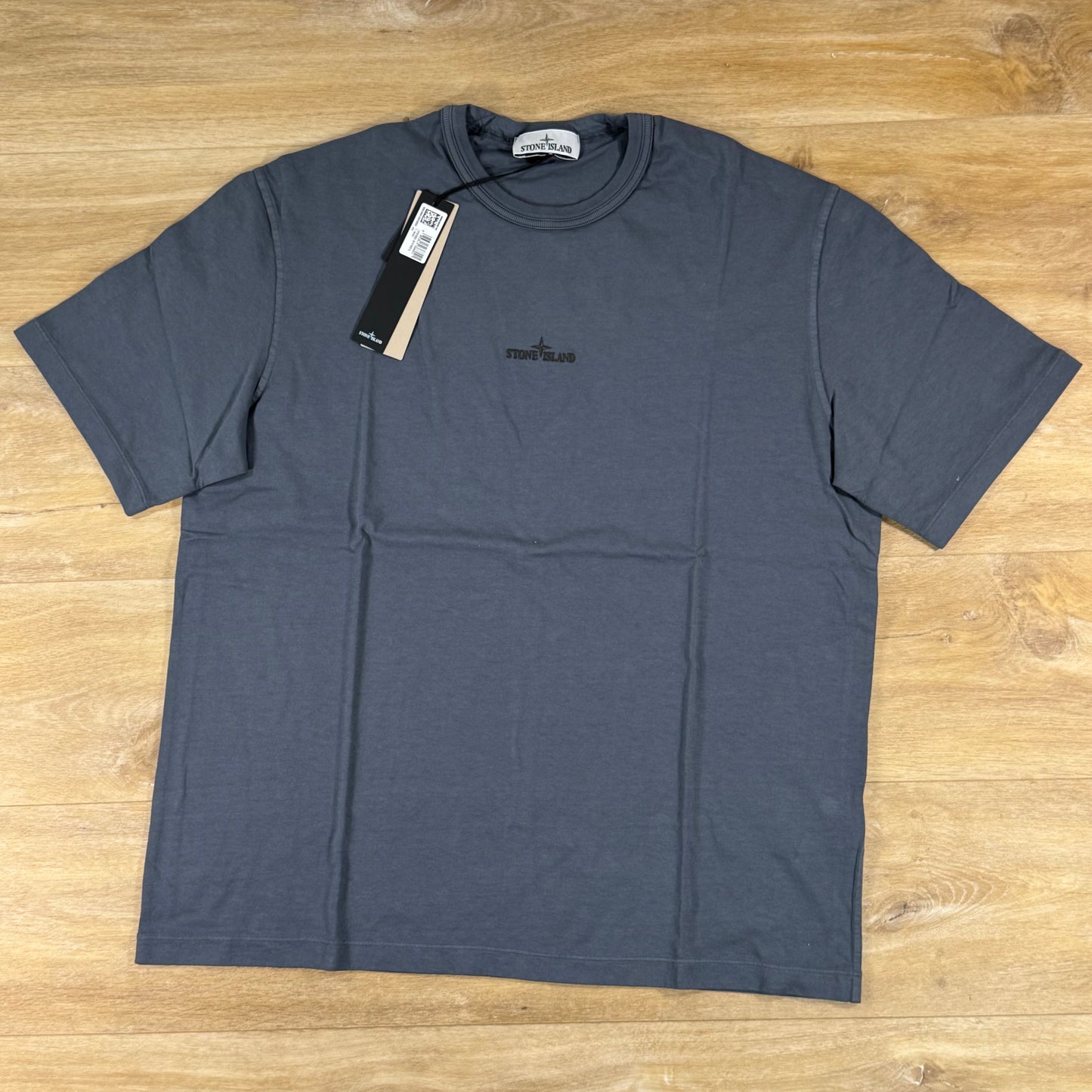 Stone Island Regular Fit T-Shirt with Logo Embroidery in Blue Grey