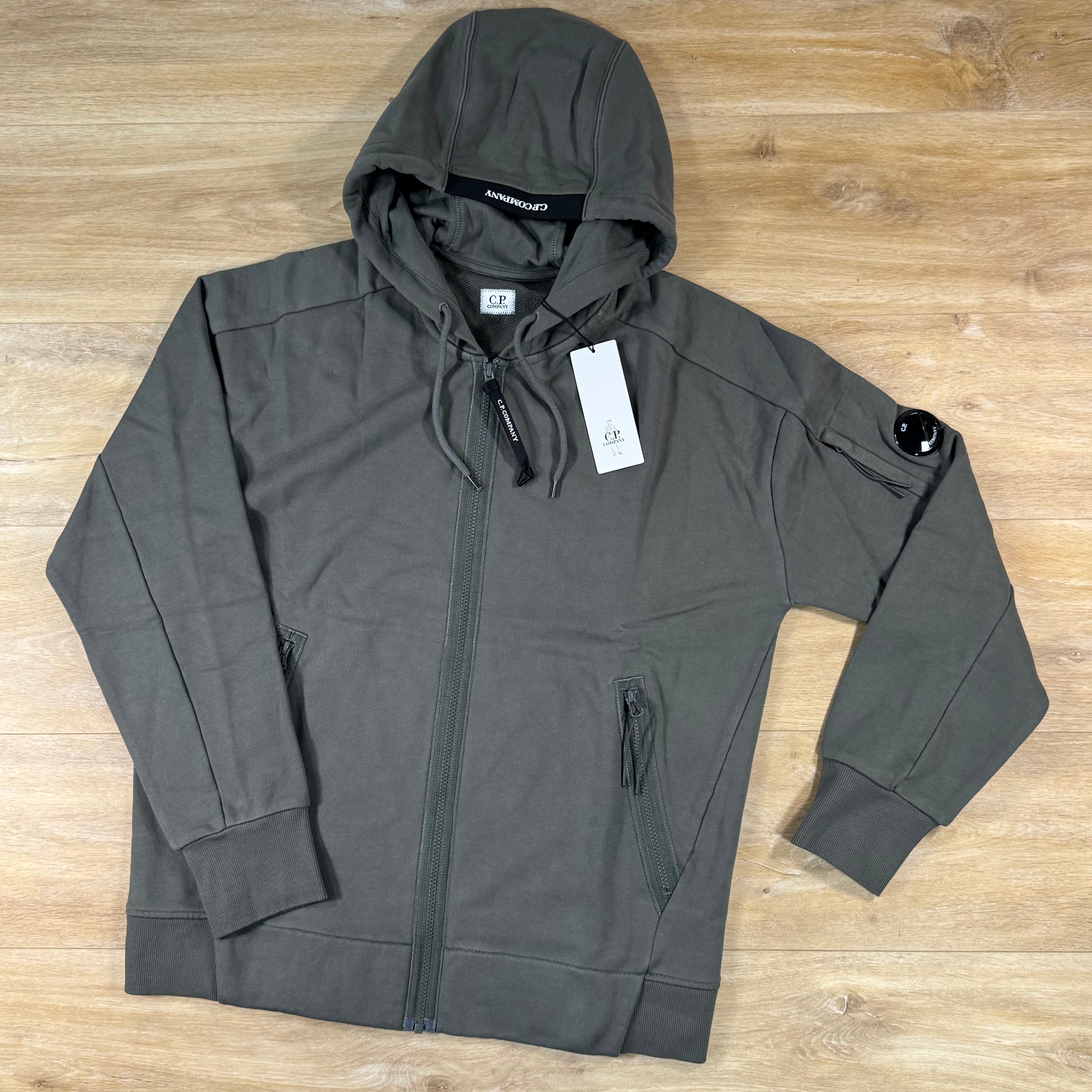 C.P. Company Diagonal Raised Zipped Lens Hoodie in Gunmetal - Grey