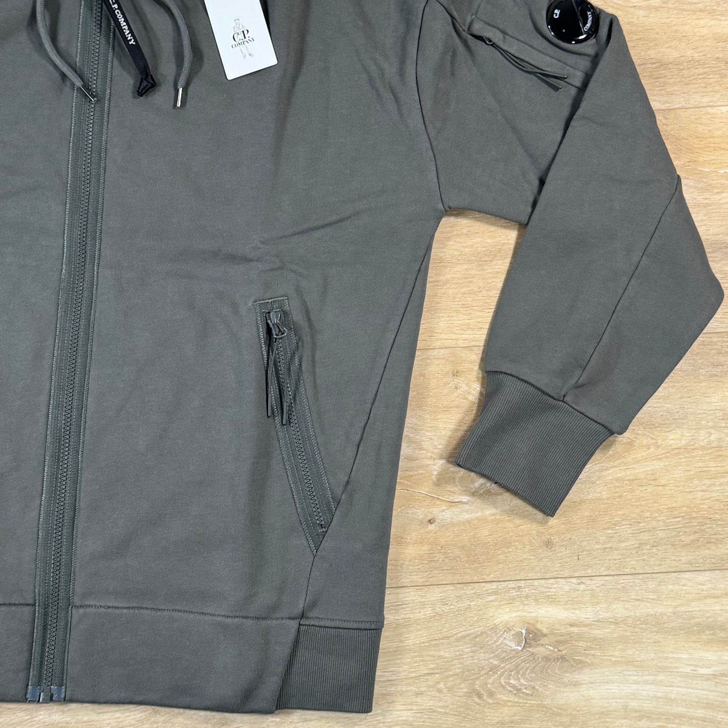 C.P. Company Diagonal Raised Zipped Lens Hoodie in Gunmetal - Grey