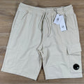 C.P. Company Light Fleece Cargo Lens Shorts in Frozen Dew
