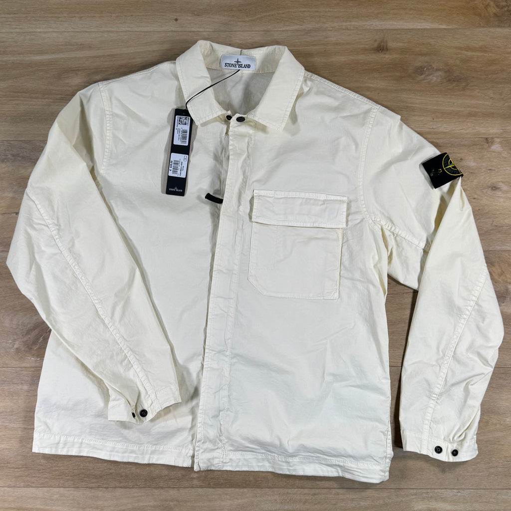 Stone Island Stretch Twill Overshirt in Ivory