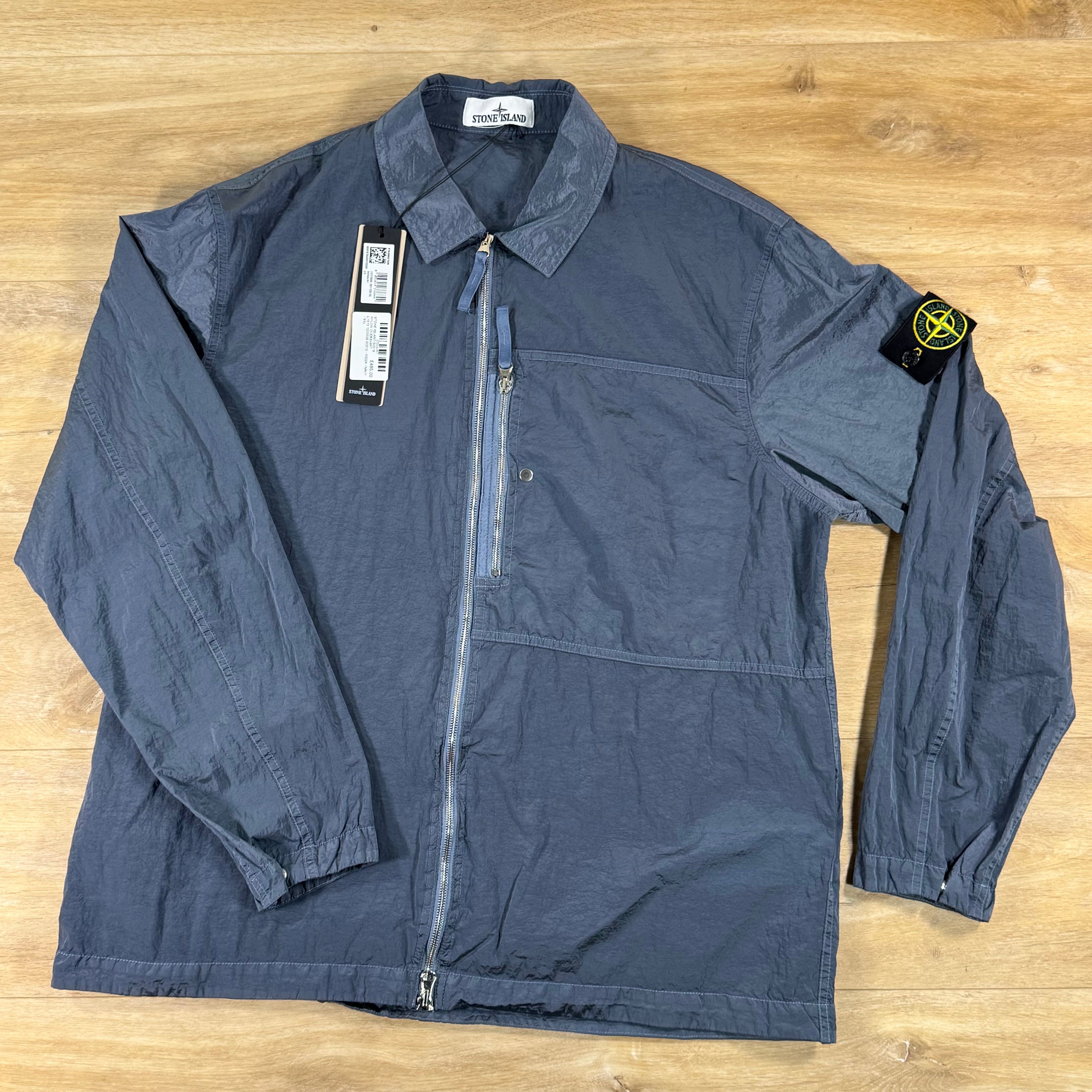 Stone Island Nylon Metal Chest Pocket Overshirt in Avio Blue