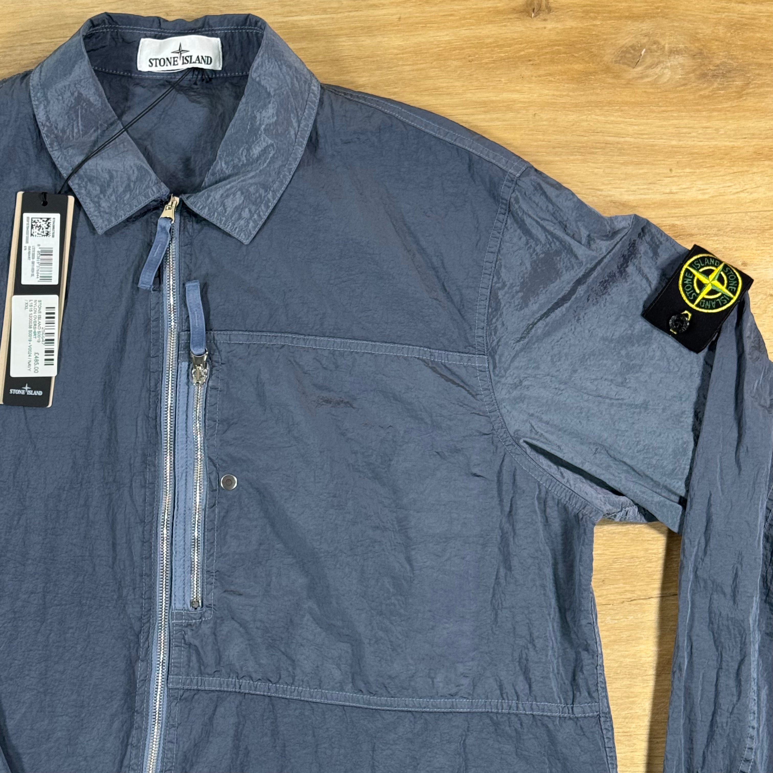 Stone Island Nylon Metal Chest Pocket Overshirt in Avio Blue