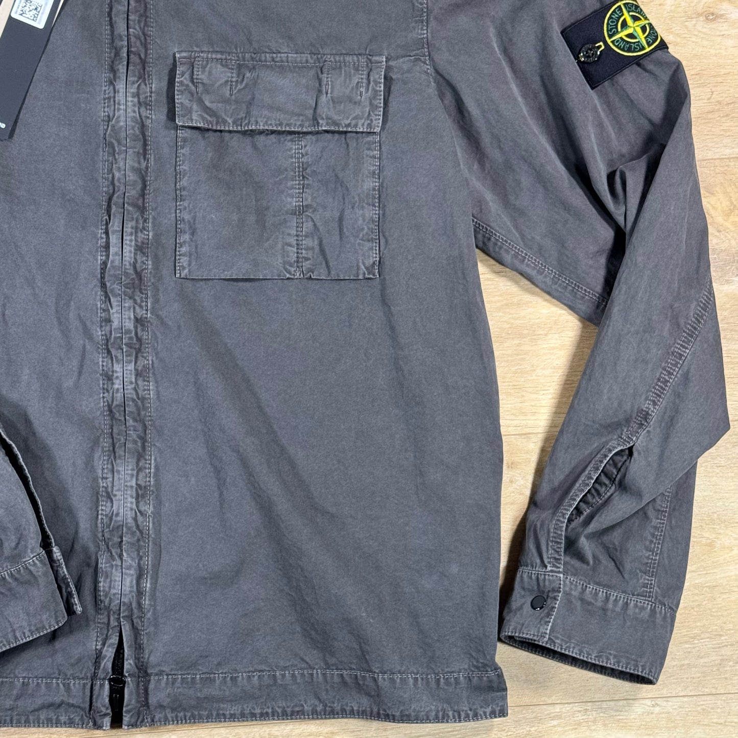 Stone Island Brushed Old Effect Overshirt in Charcoal Grey