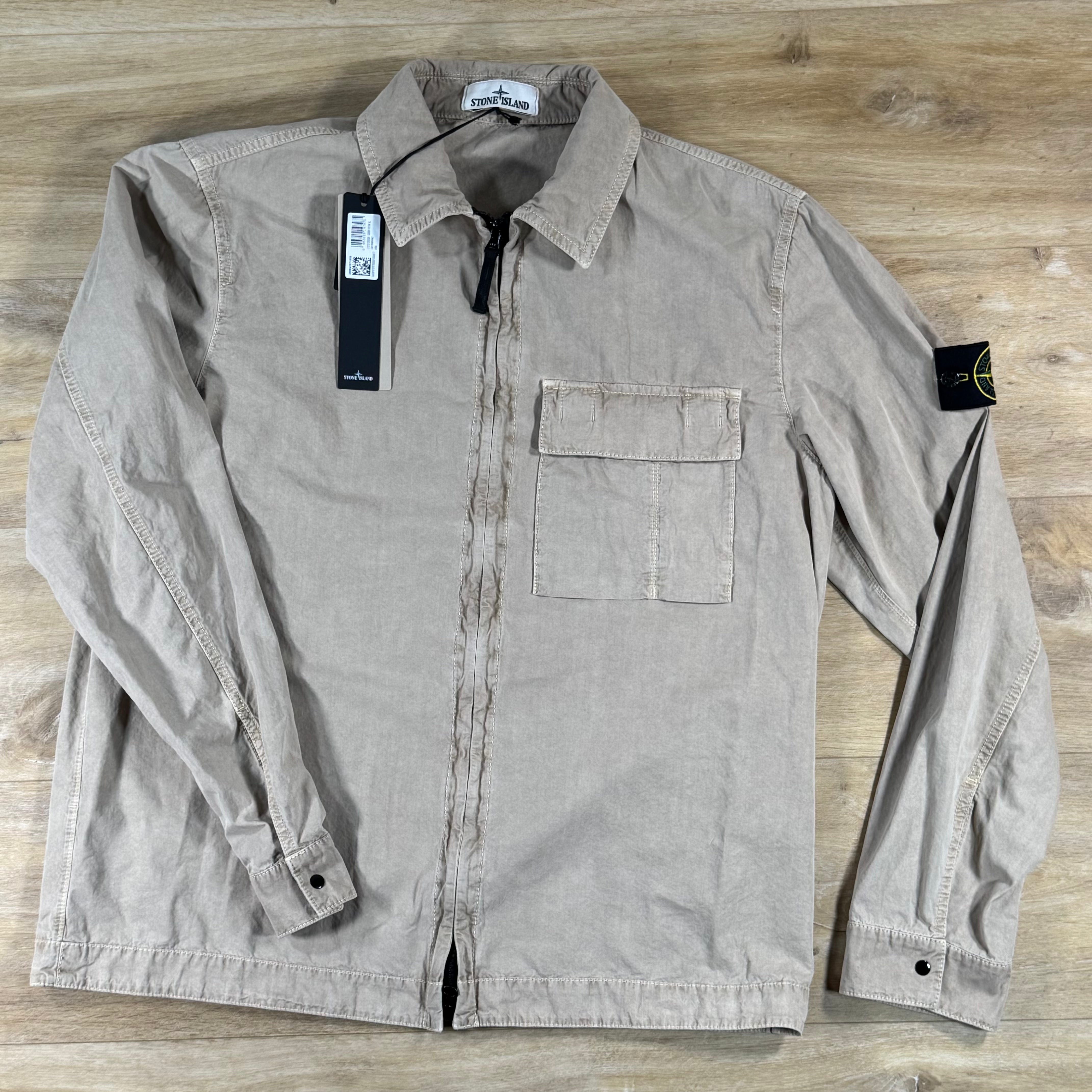 Stone Island Brushed Old Effect Overshirt in Desert