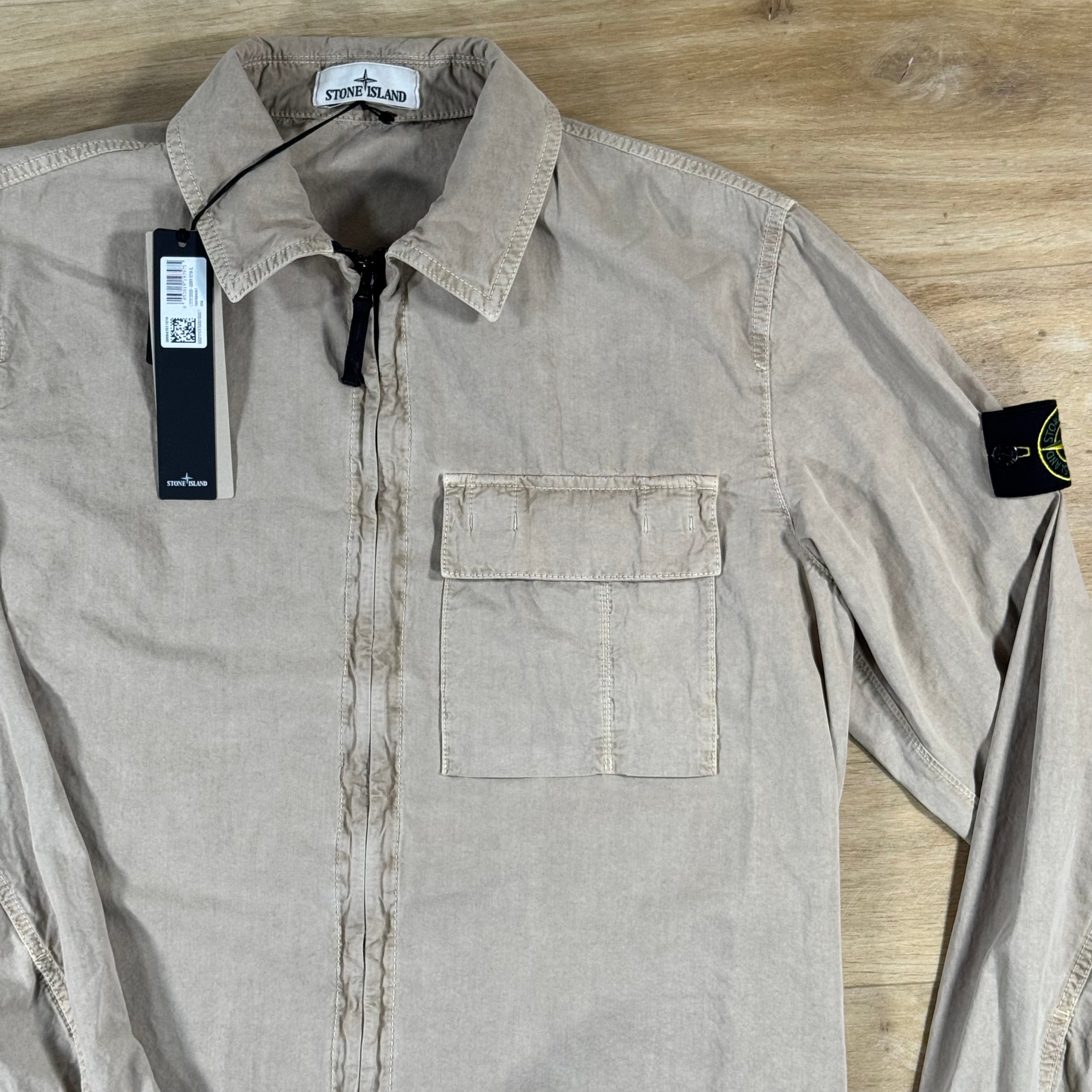 Stone Island Brushed Old Effect Overshirt in Desert