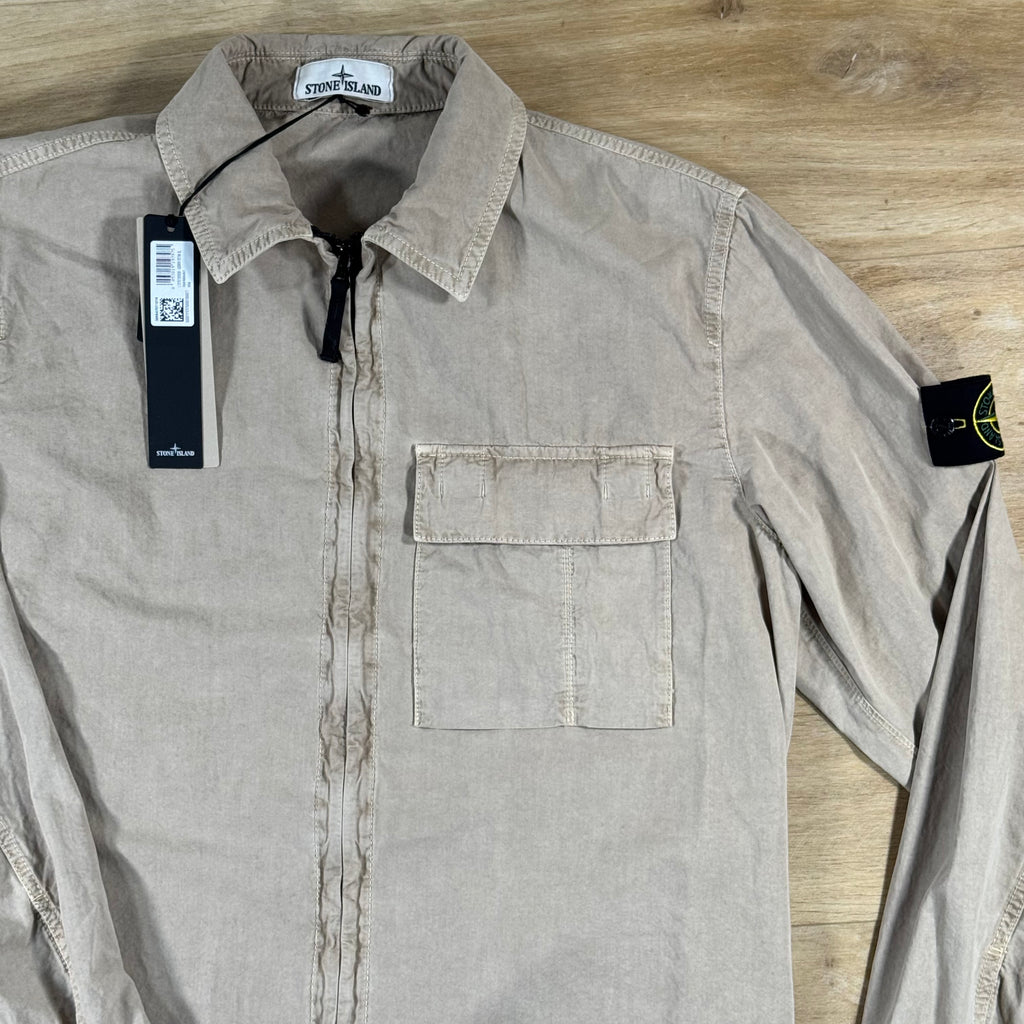 Stone Island Brushed Old Effect Overshirt in Desert