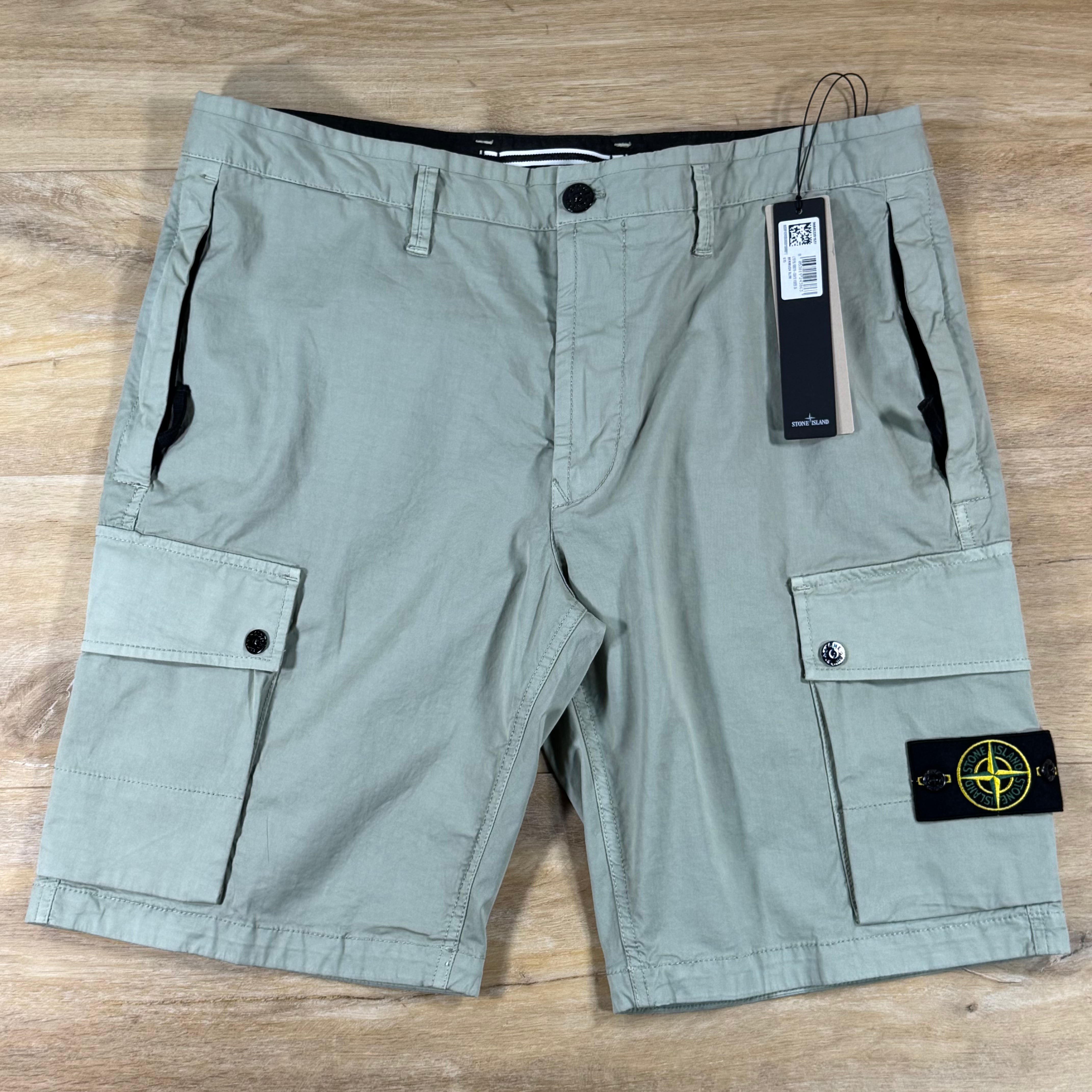 Stone Island Stretch Twill Cargo Bermuda Shorts in Sage Green