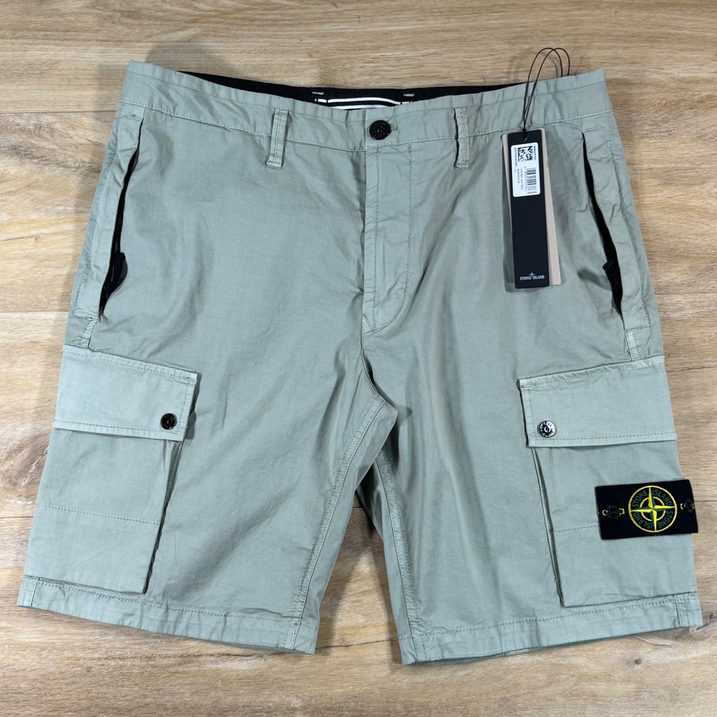 Stone Island Stretch Twill Cargo Bermuda Shorts in Sage Green