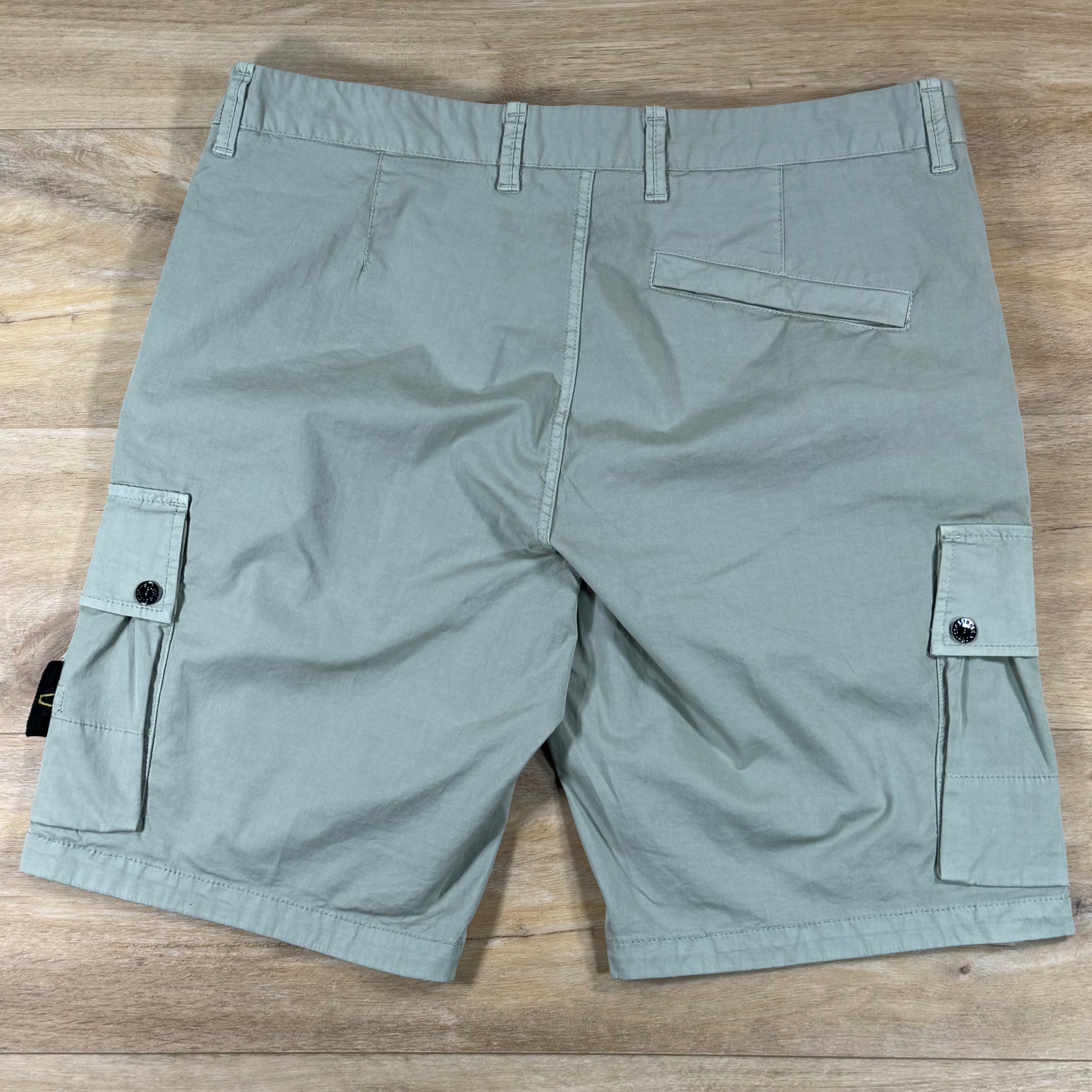 Stone Island Stretch Twill Cargo Bermuda Shorts in Sage Green