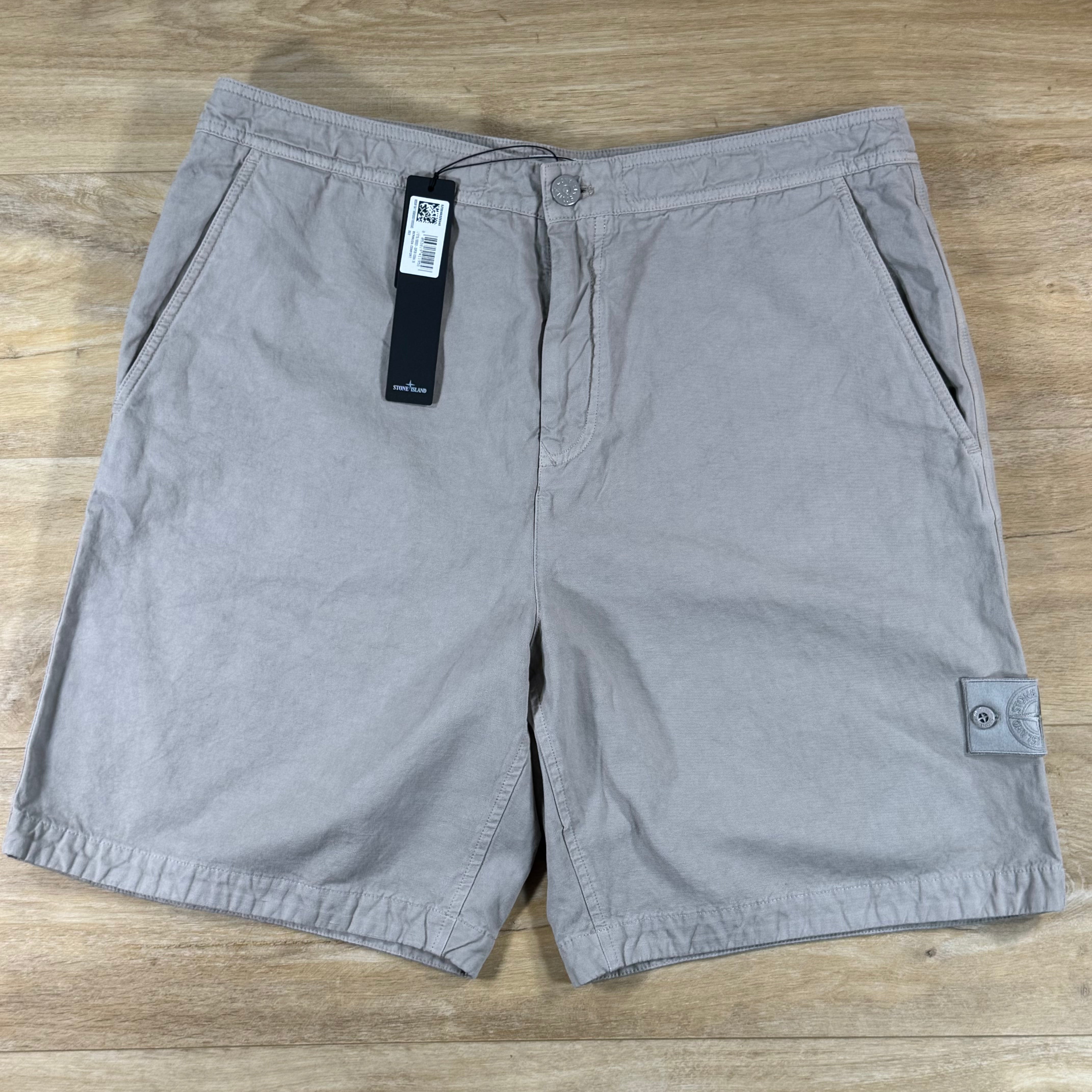 Stone Island Ghost Linen Comfort-Fit Bermuda Shorts in Dust Grey