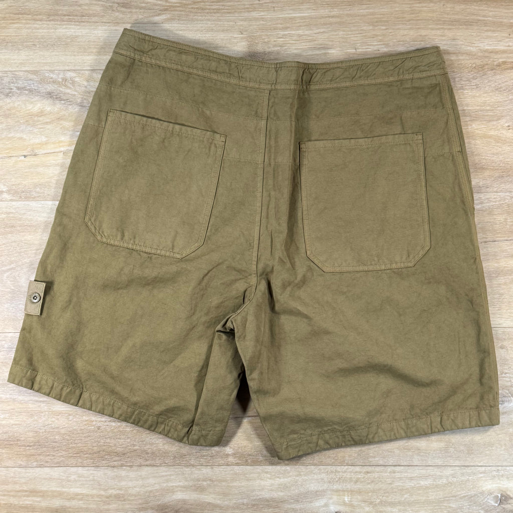 Stone Island Ghost Linen Comfort-Fit Bermuda Shorts in Dark Beige