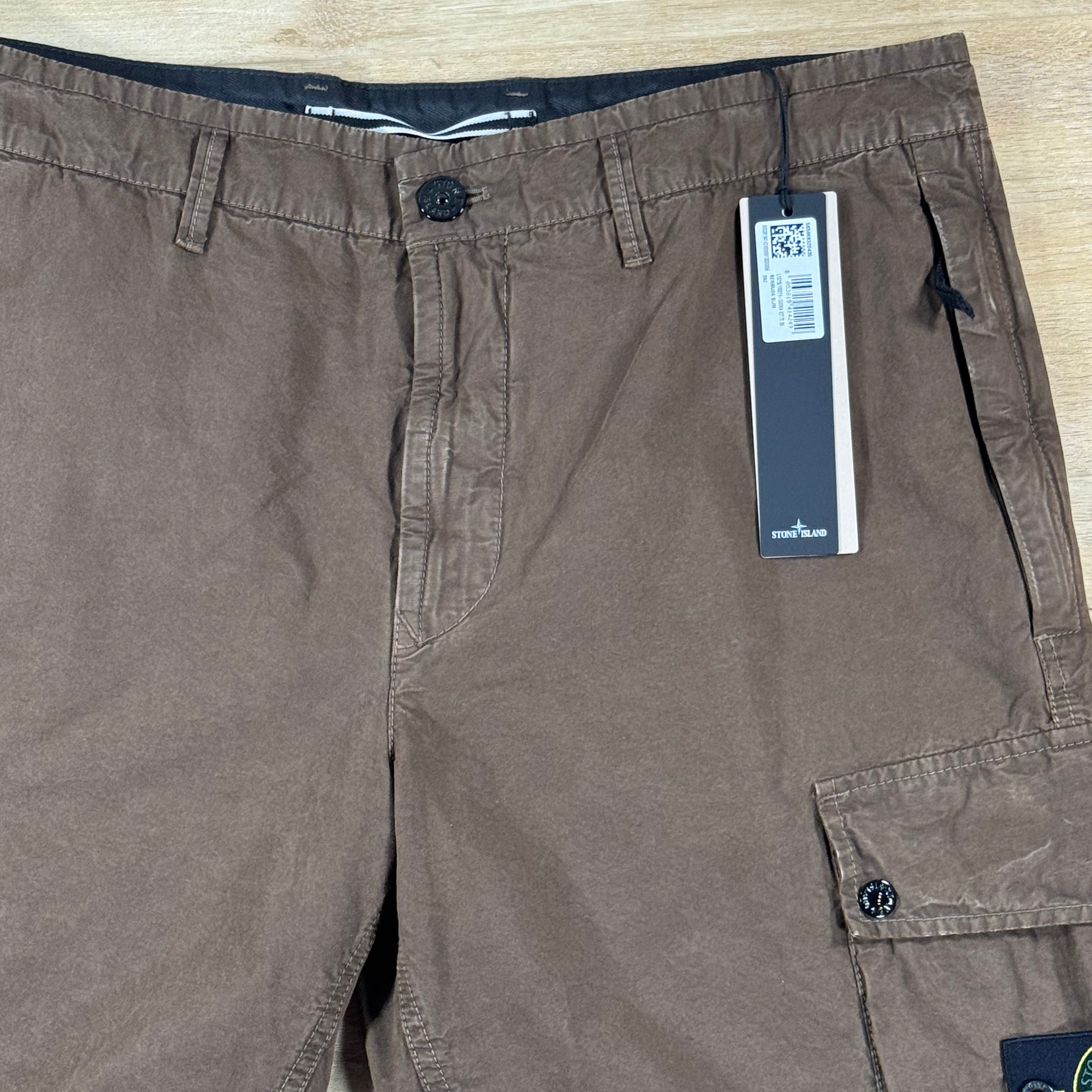 Stone Island Brushed Canvas 'Old Effect' Cargo Shorts in Umber - Brown