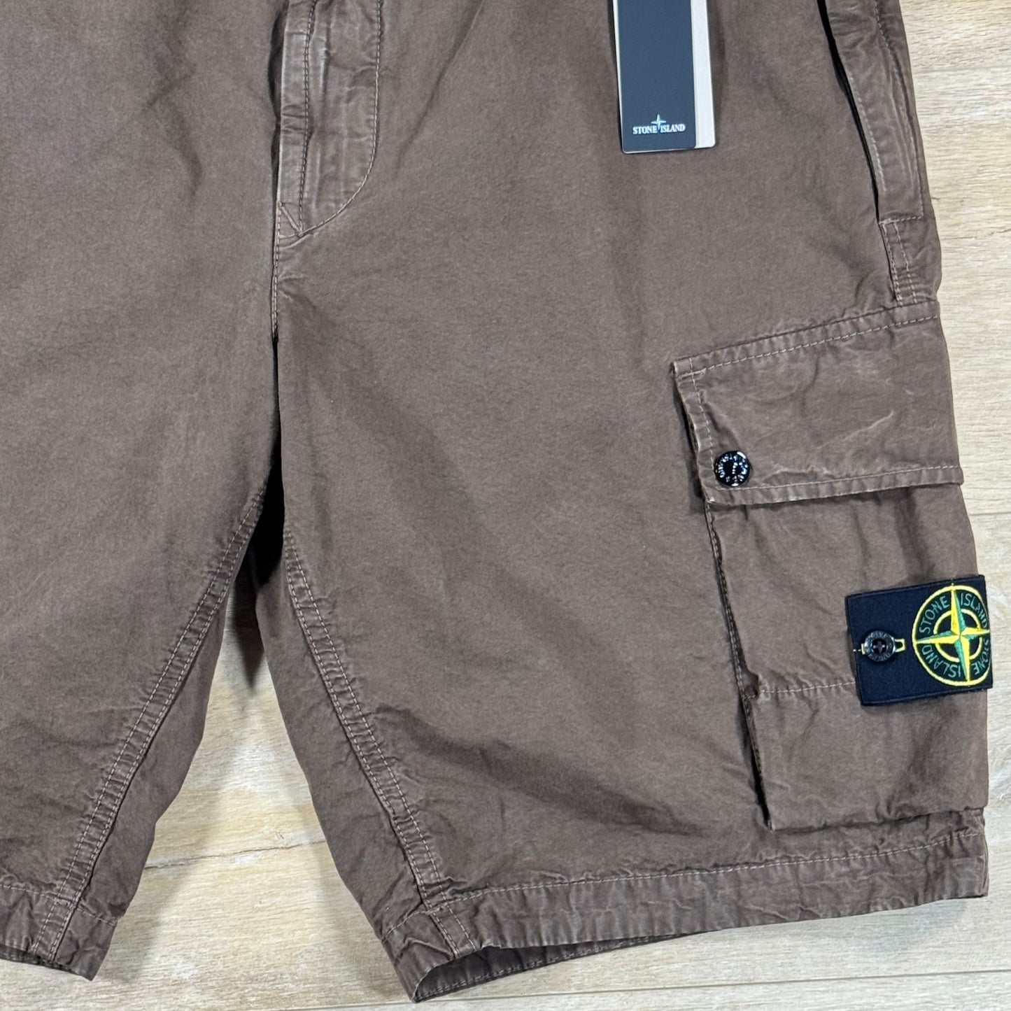 Stone Island Brushed Canvas 'Old Effect' Cargo Shorts in Umber - Brown