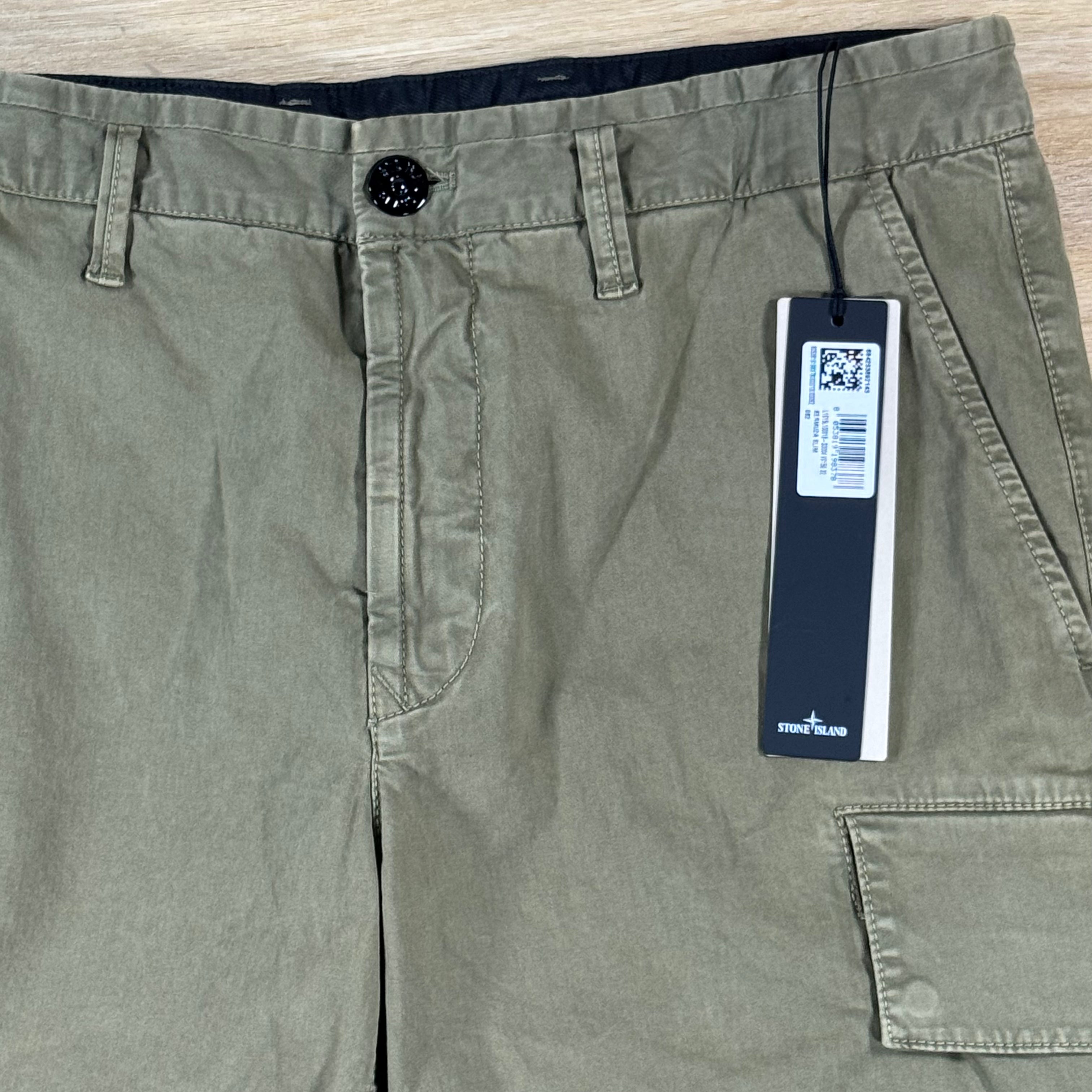 Stone Island Stretch Twill Cargo Bermuda Shorts in Military Green