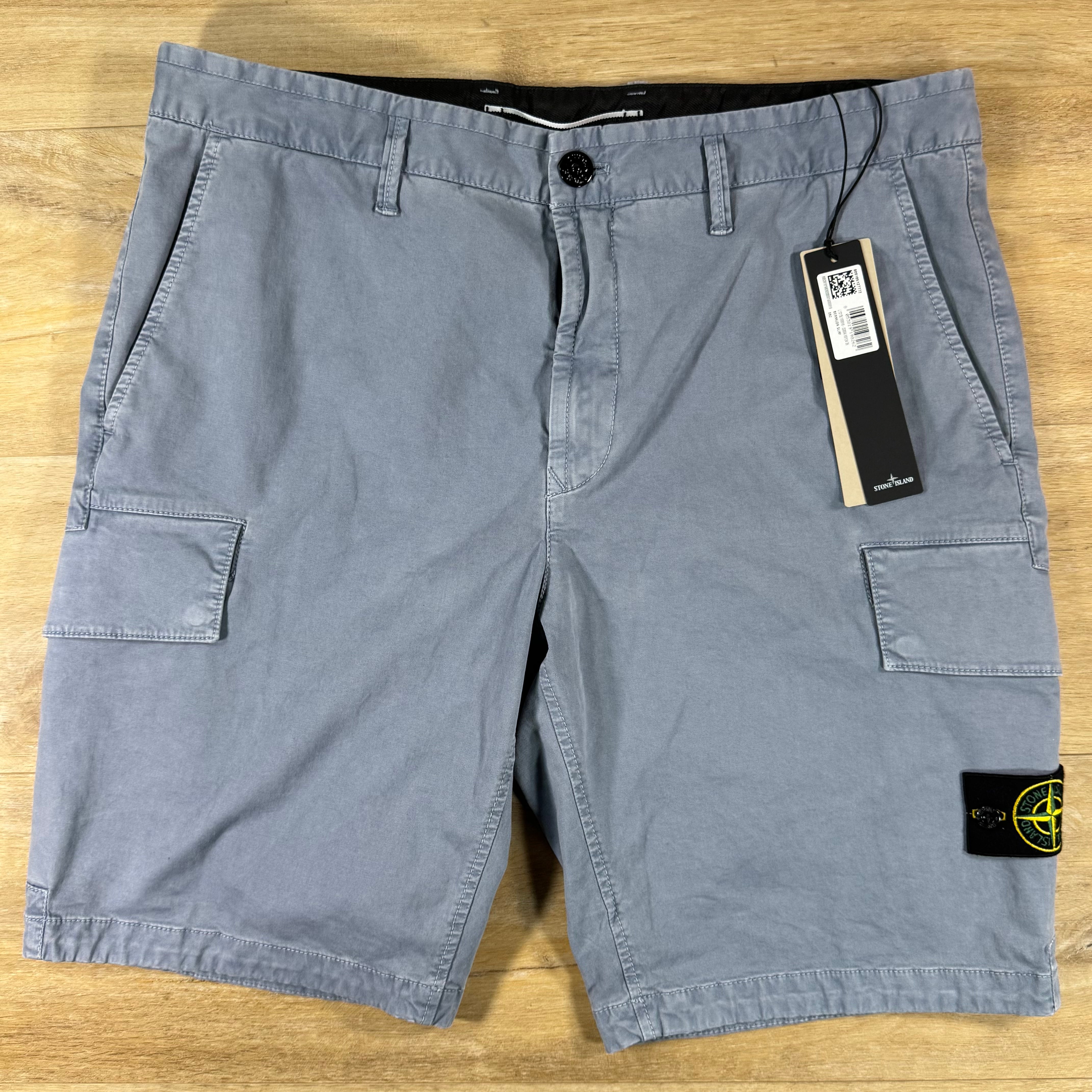 Stone Island Stretch Twill Cargo Bermuda Shorts in Avio Blue