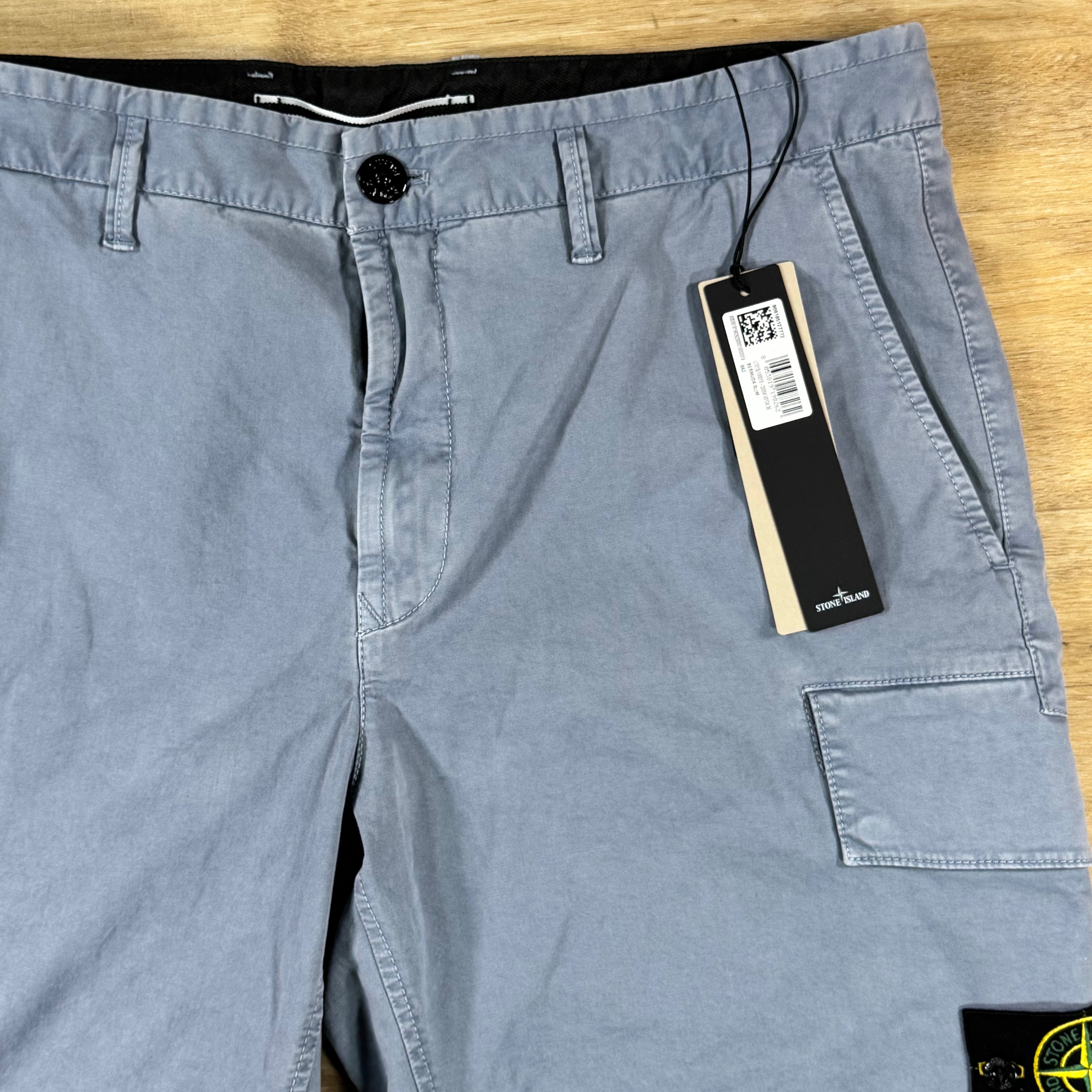 Stone Island Stretch Twill Cargo Bermuda Shorts in Avio Blue