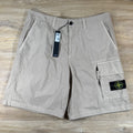 Stone Island Canvas Weave Wide-Leg Loose Fit Cargo Shorts in Desert