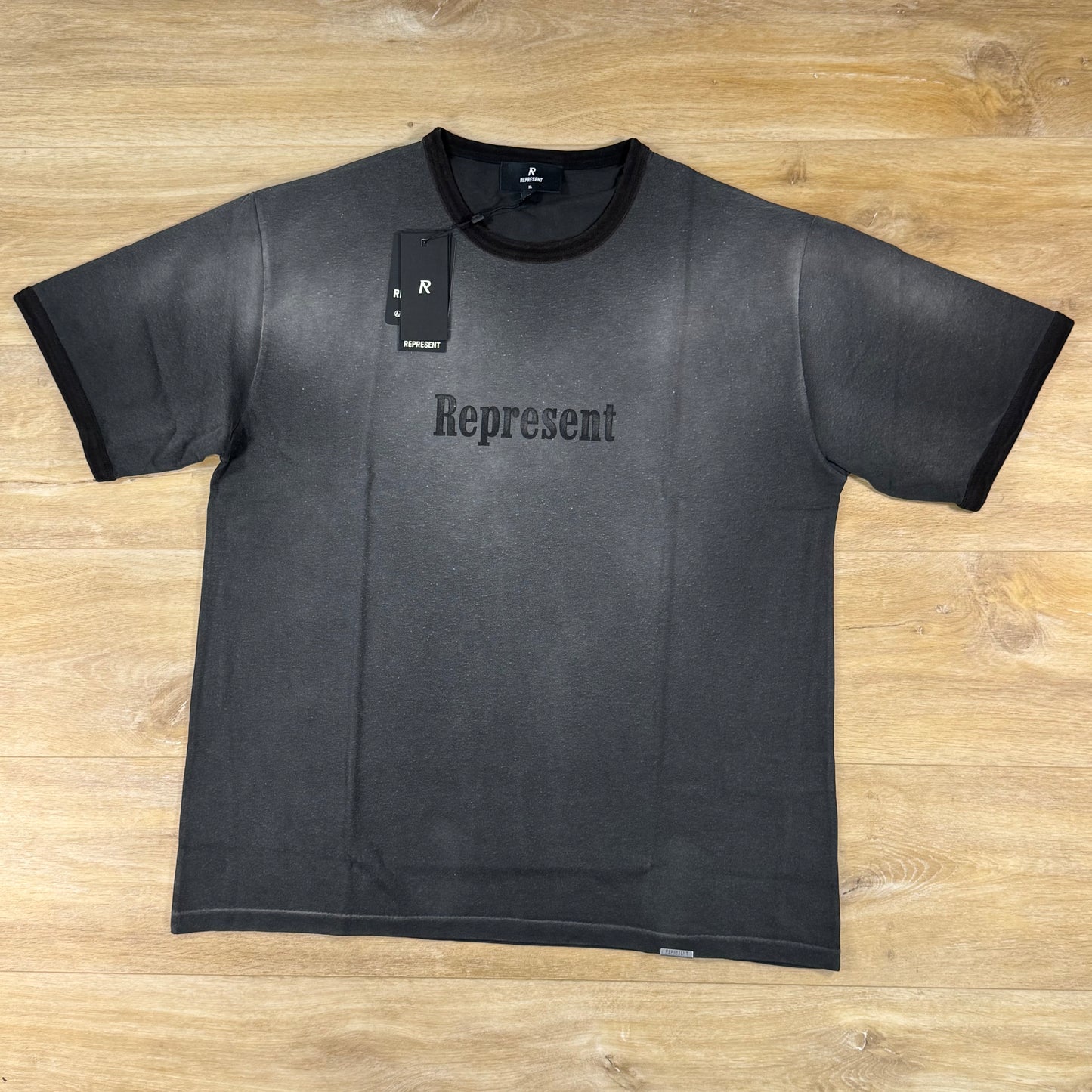 Represent Ringer T-Shirt in Stained Black
