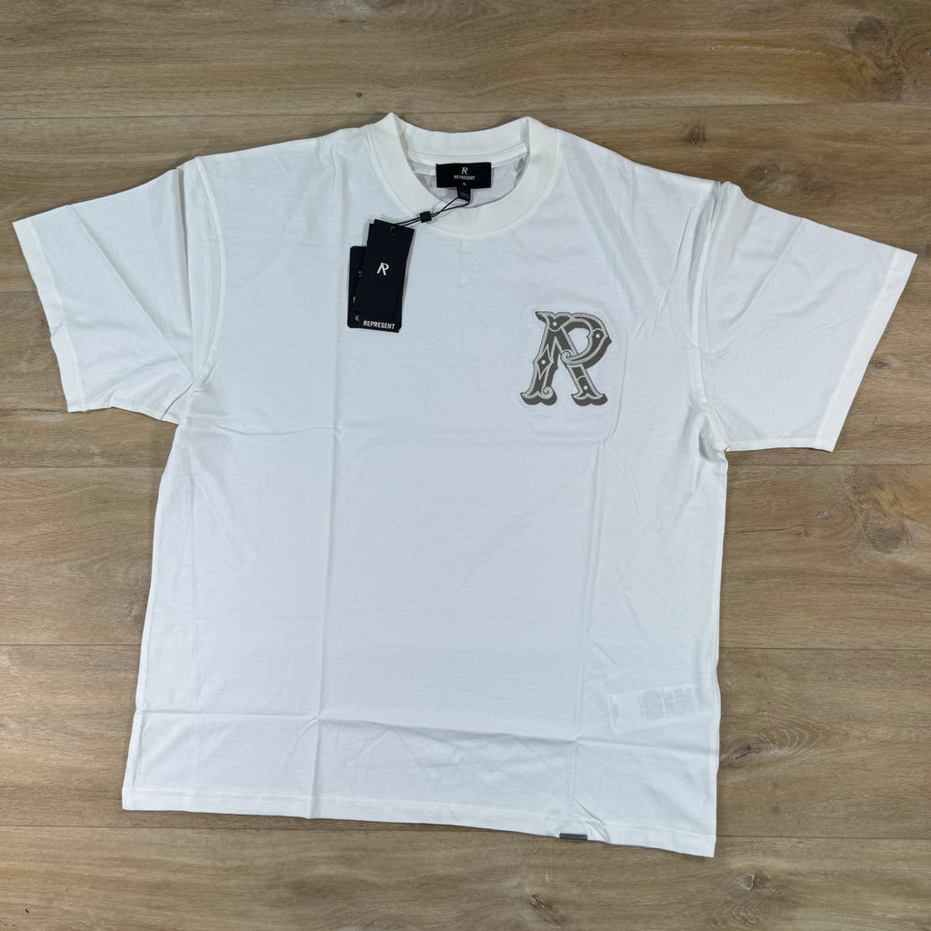 Represent Western Initial T-Shirt in Flat White