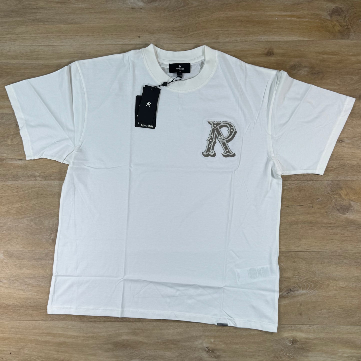Represent Western Initial T-Shirt in Flat White