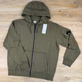 C.P. Company Light Fleece Zip Lens Hoodie in Ivy Green
