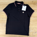 Moncler Tricolour-Trimmed Cotton Piquet Polo Shirt in Black