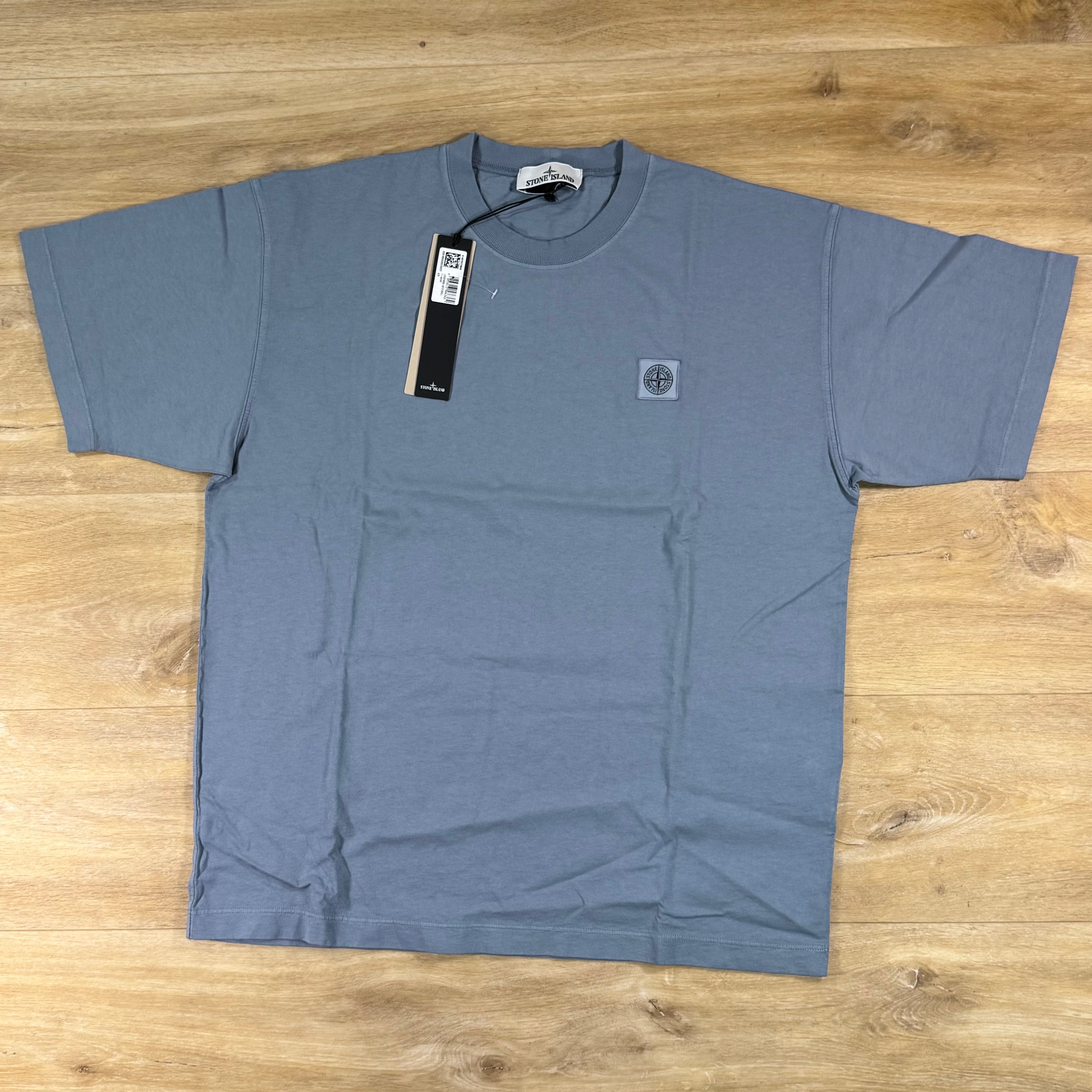Stone Island Combed Organic Patch Logo T-Shirt in Avio Blue