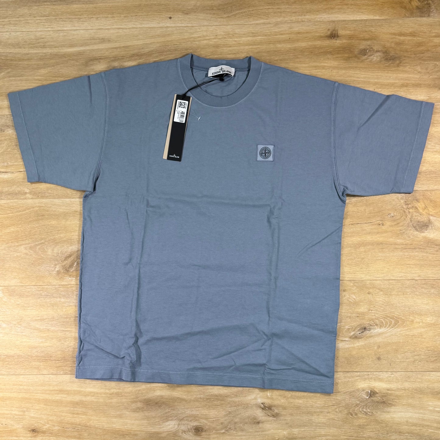Stone Island Combed Organic Patch Logo T-Shirt in Avio Blue