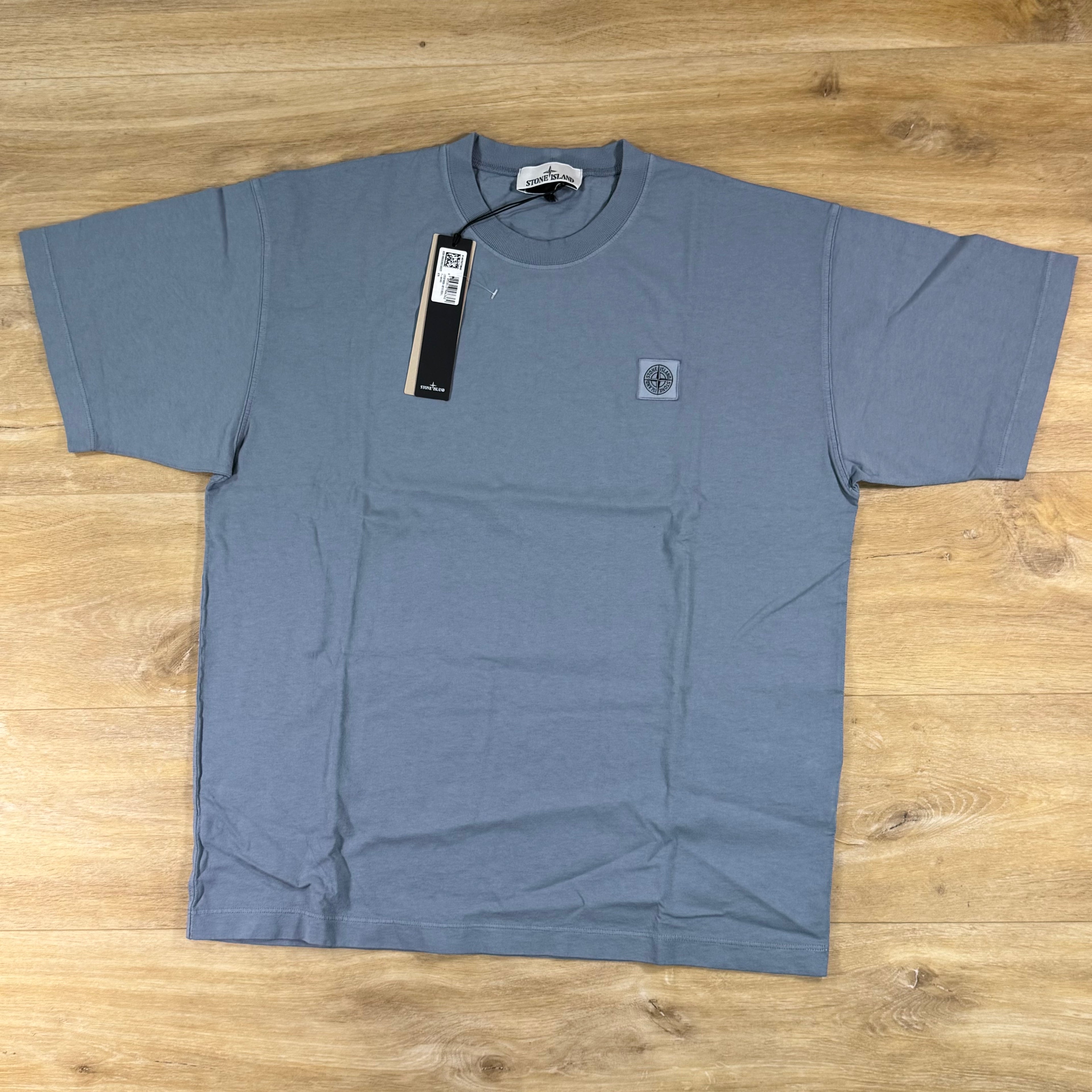 Stone Island Combed Organic Patch Logo T-Shirt in Avio Blue