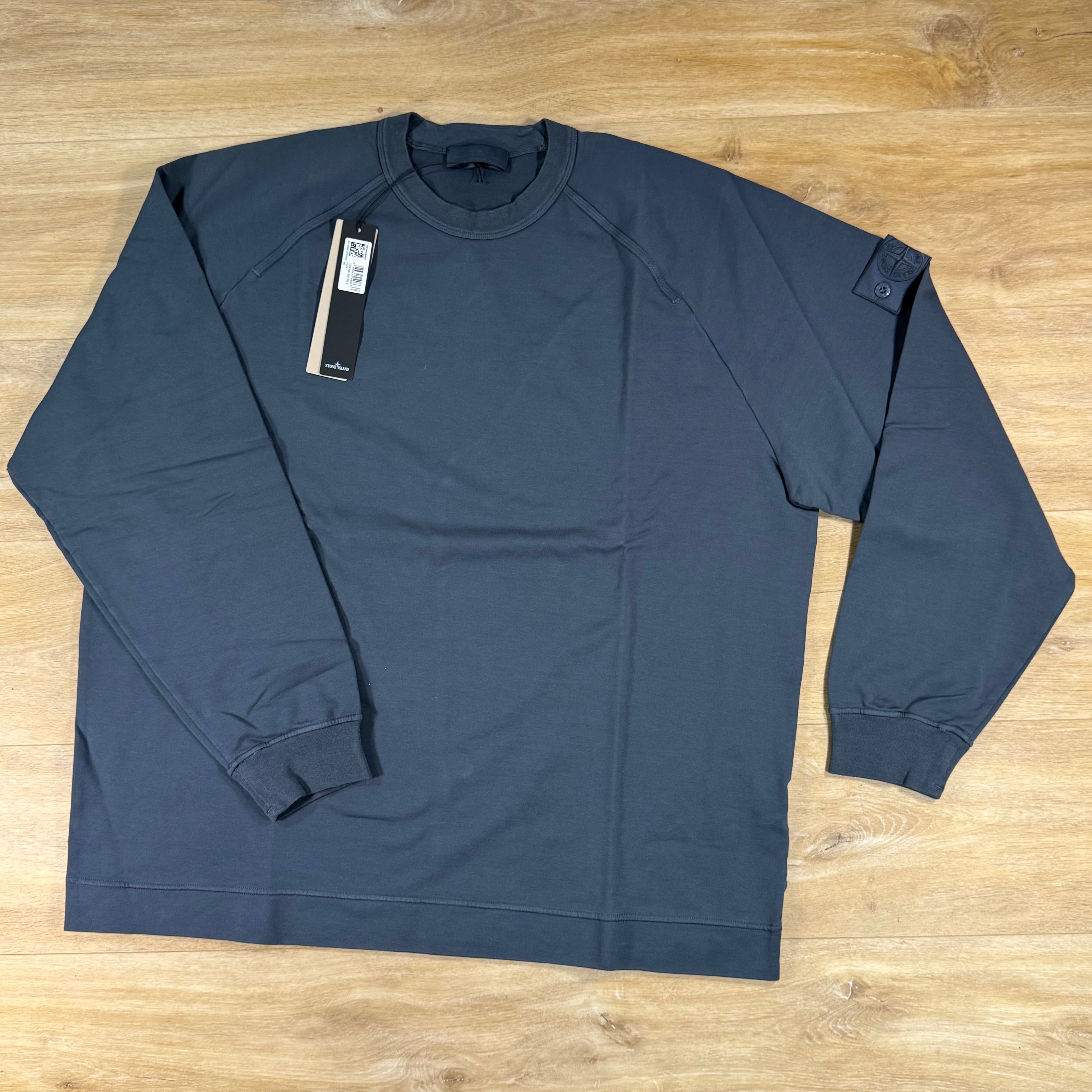 Stone Island Ghost Cotton Stretch Fleece Crewneck Sweatshirt in Slate Blue