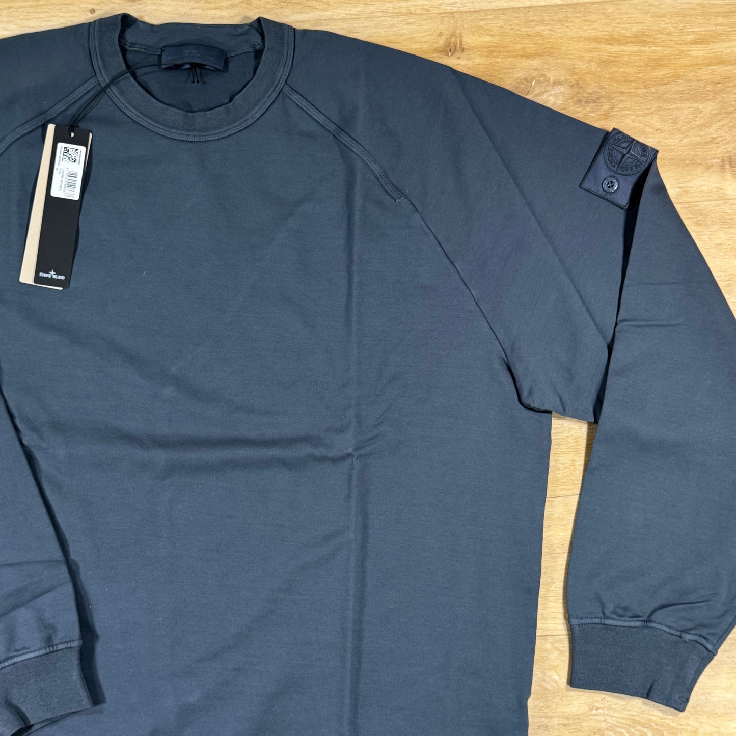 Stone Island Ghost Cotton Stretch Fleece Crewneck Sweatshirt in Slate Blue