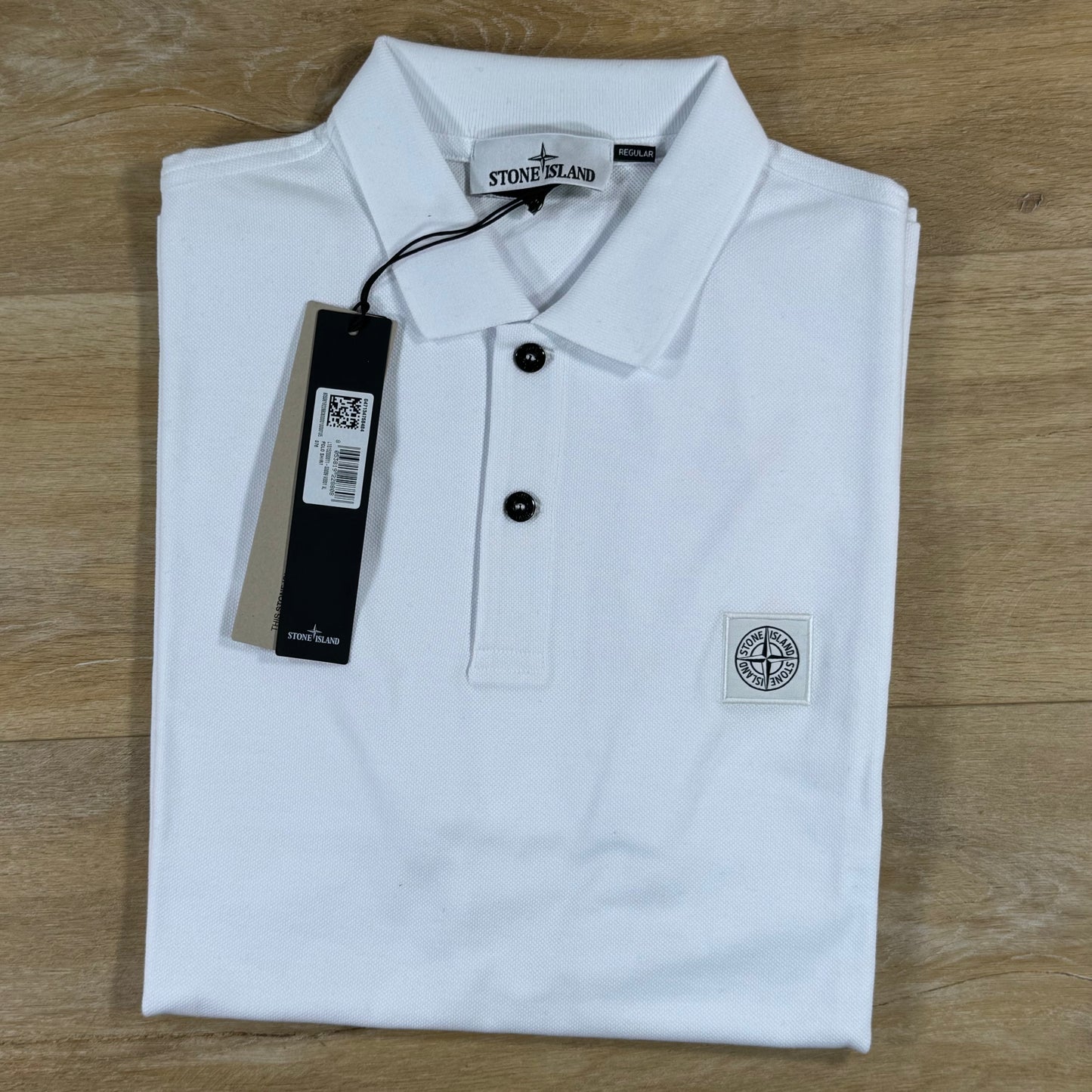 Stone Island Regular Fit Patch Logo Polo Shirt in White