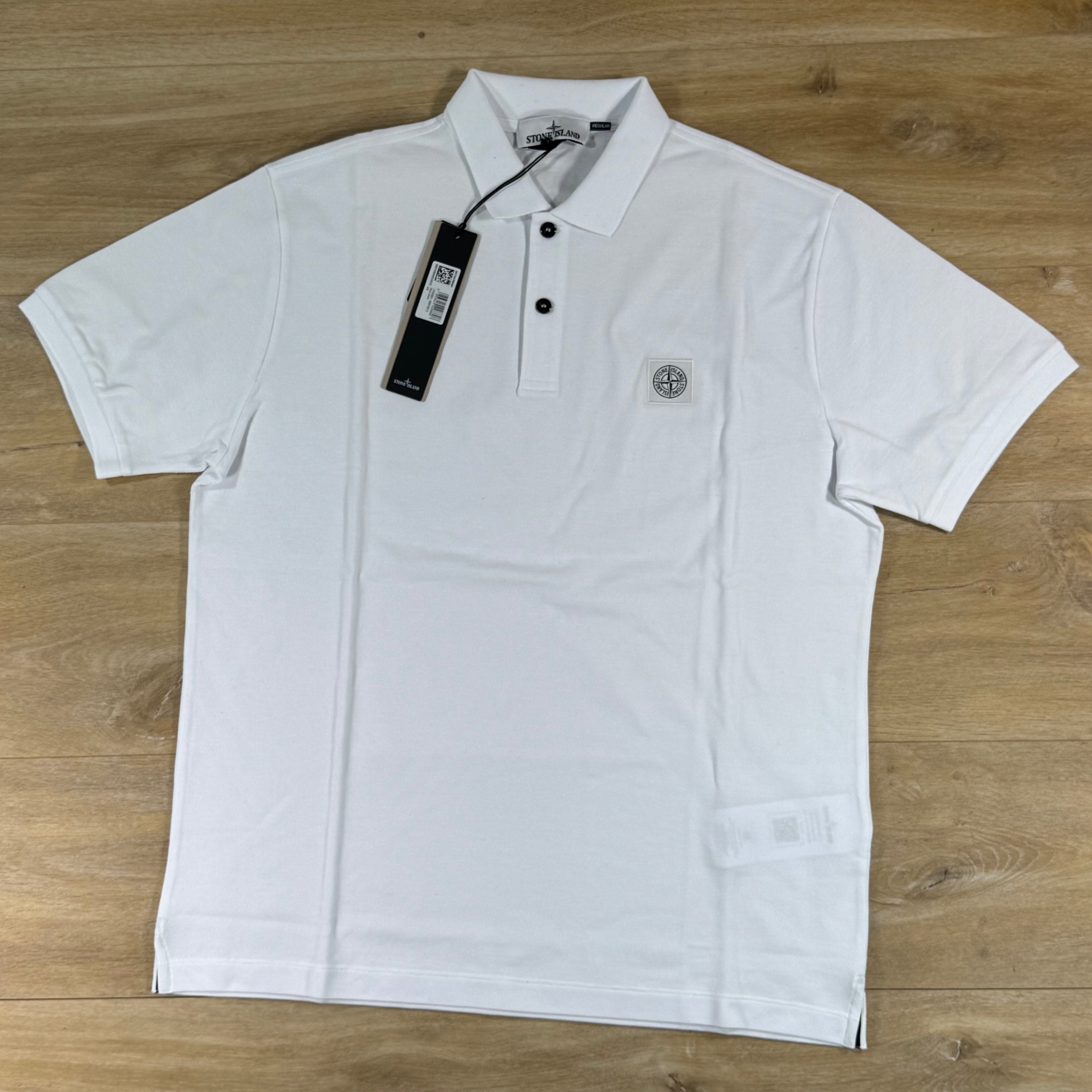 Stone Island Regular Fit Patch Logo Polo Shirt in White