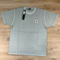 Stone Island Fissato Effect Patch Logo T-Shirt in Sage Green