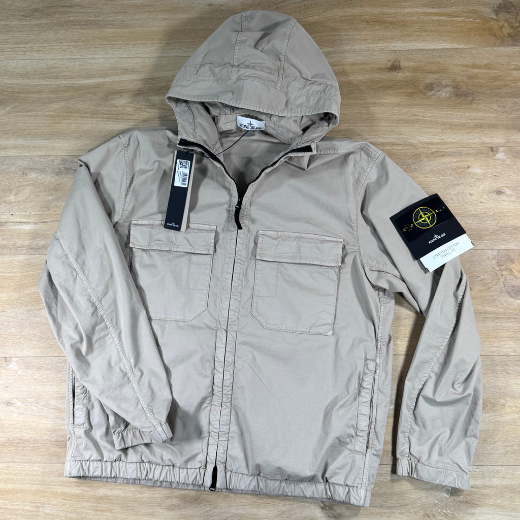 Stone Island Cotton Twill Hooded Jacket in Desert