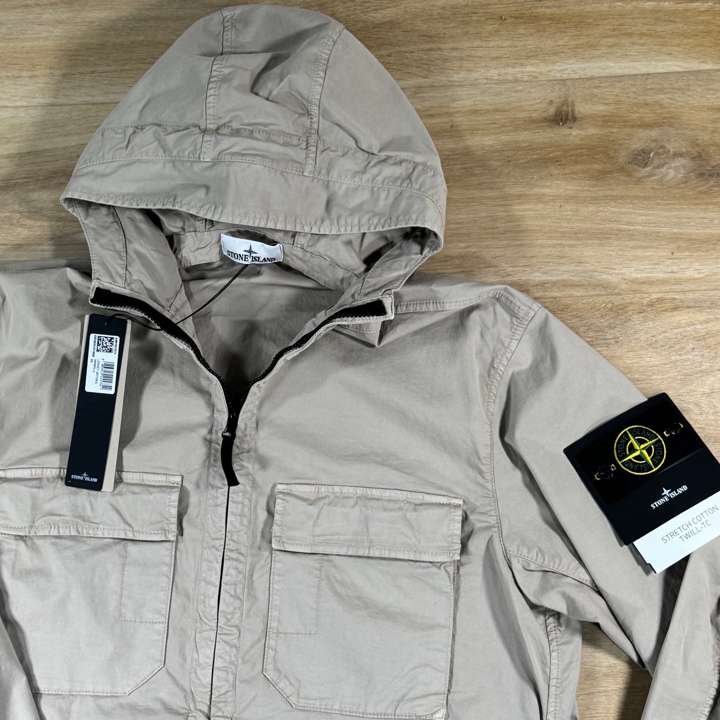 Stone Island Cotton Twill Hooded Jacket in Desert