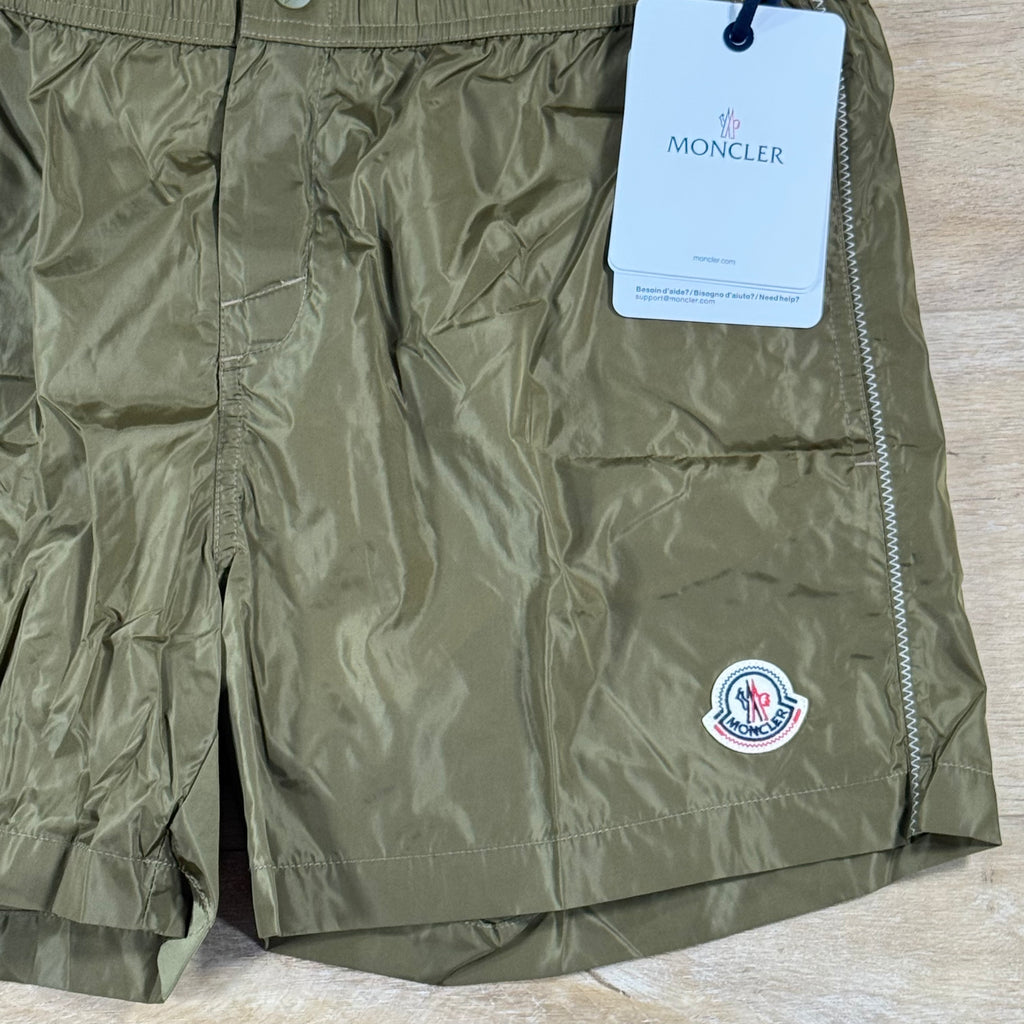 Moncler Logo Swim Shorts in Khaki